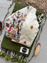 Mehndi Handloom Cotton Saree With Embrodery Work Redy Made Blouse