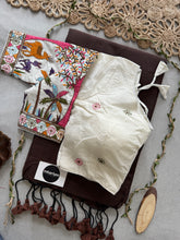 Brown Handloom Cotton Saree With Embrodery Work Redy Made Blouse