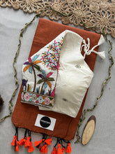 Orange Handloom Cotton Saree With Embrodery Work Redy Made Blouse