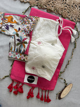 Gajri Handloom Cotton Saree With Embrodery Work Redy Made Blouse