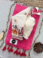 Gajri Handloom Cotton Saree With Embrodery Work Redy Made Blouse