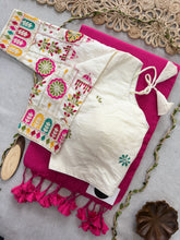 Pink Handloom Cotton Saree With Embrodery Work Redy Made Blouse