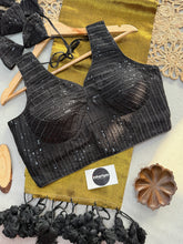 Gold Dual Tone Handloom Tissue Cotton Saree With Embrodery Sequence Work Stitched Blouse