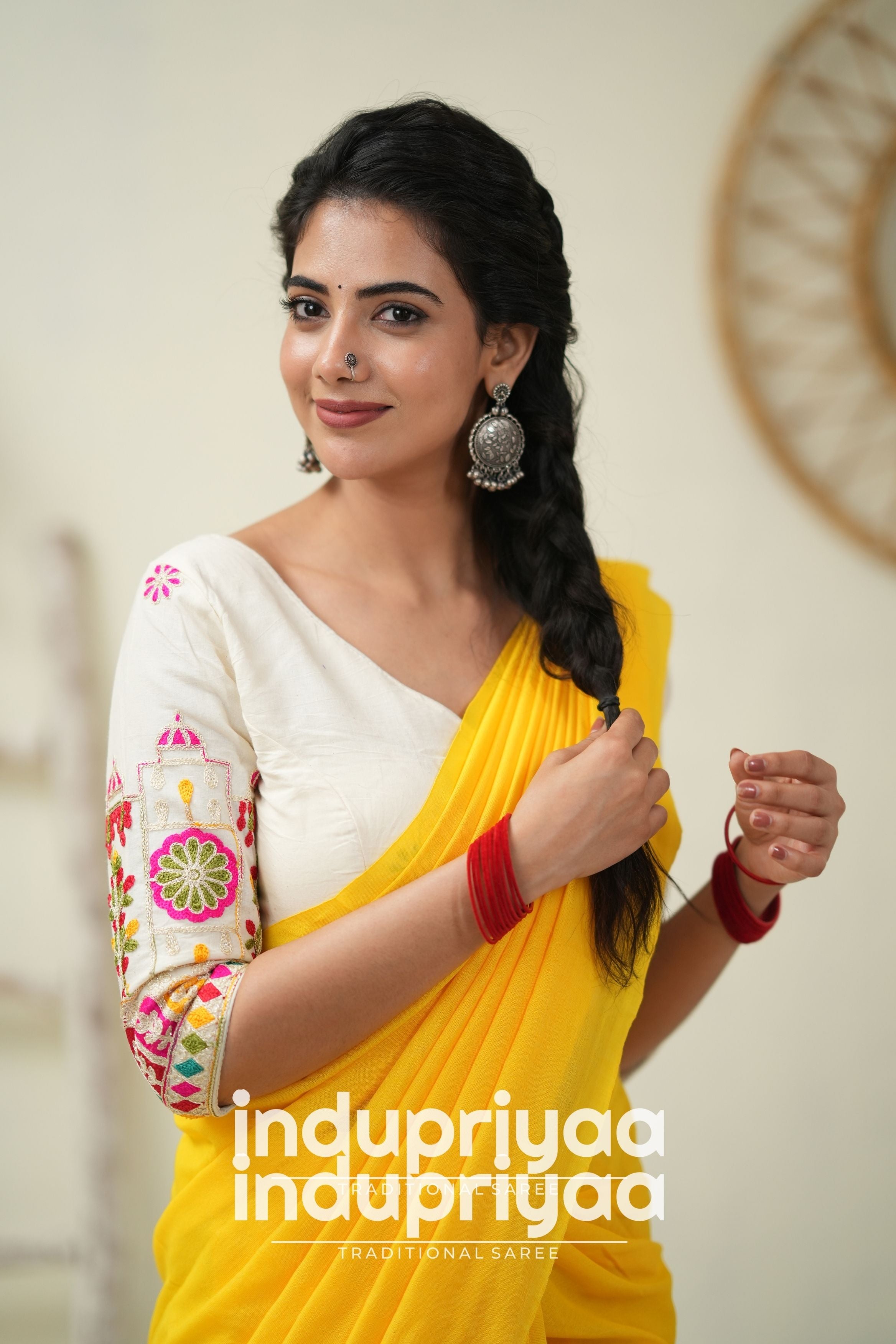 Yellow Handloom Khadi Cotton Saree With  Embrodery Work Redy Made Blouse