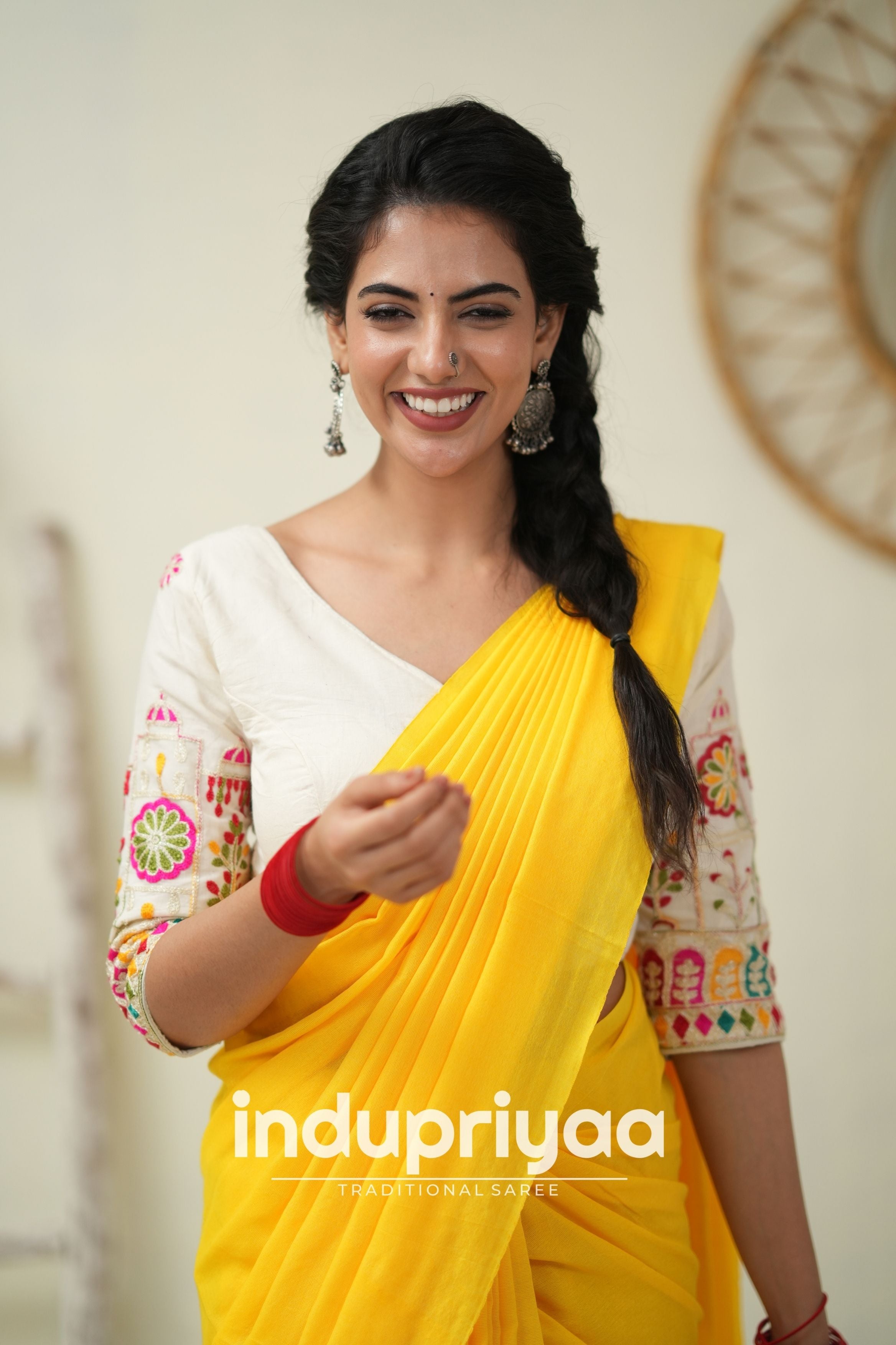 Yellow Handloom Khadi Cotton Saree With  Embrodery Work Redy Made Blouse