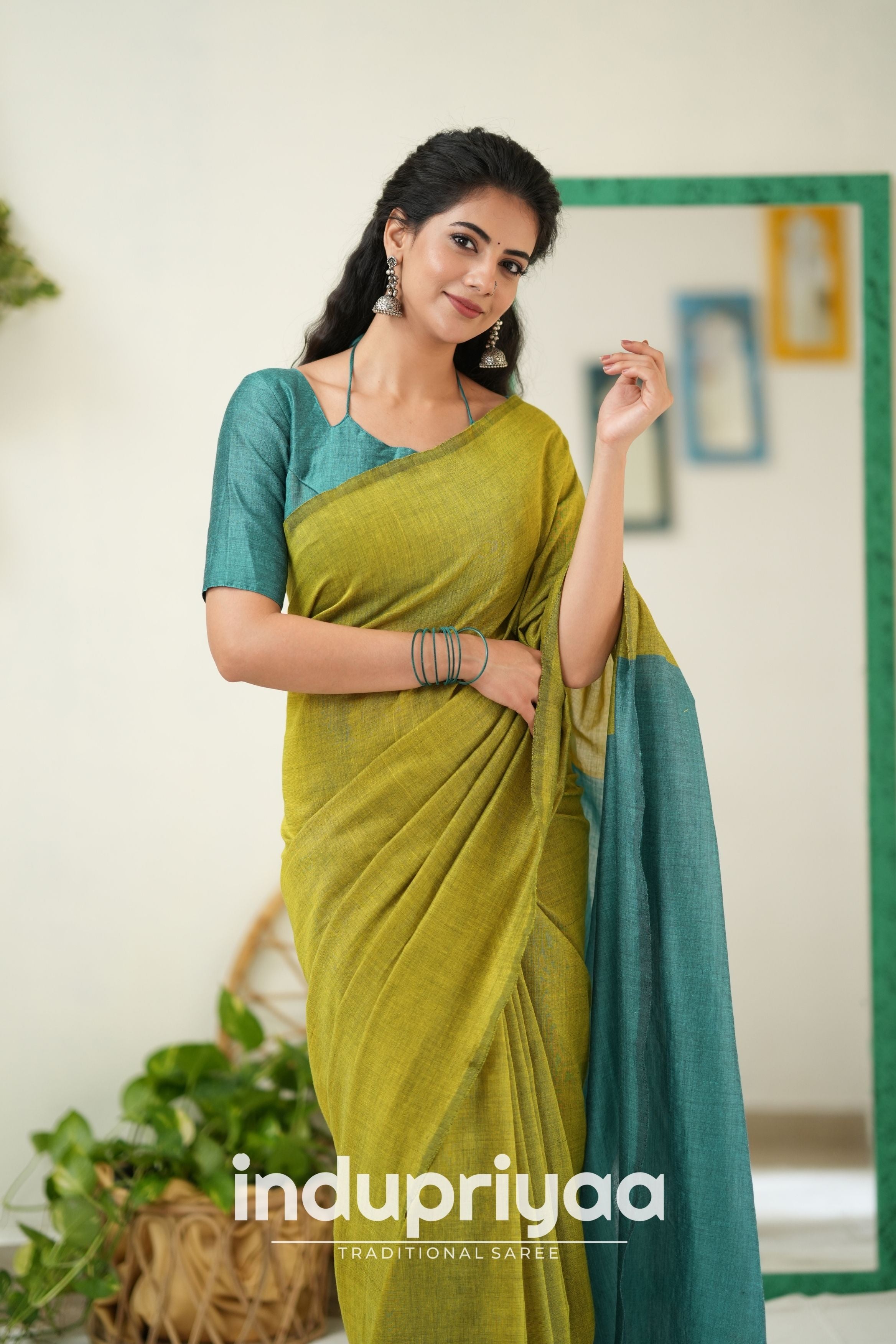 Light Mehndi Nd C Green Handloom Khadi Cotton Saree