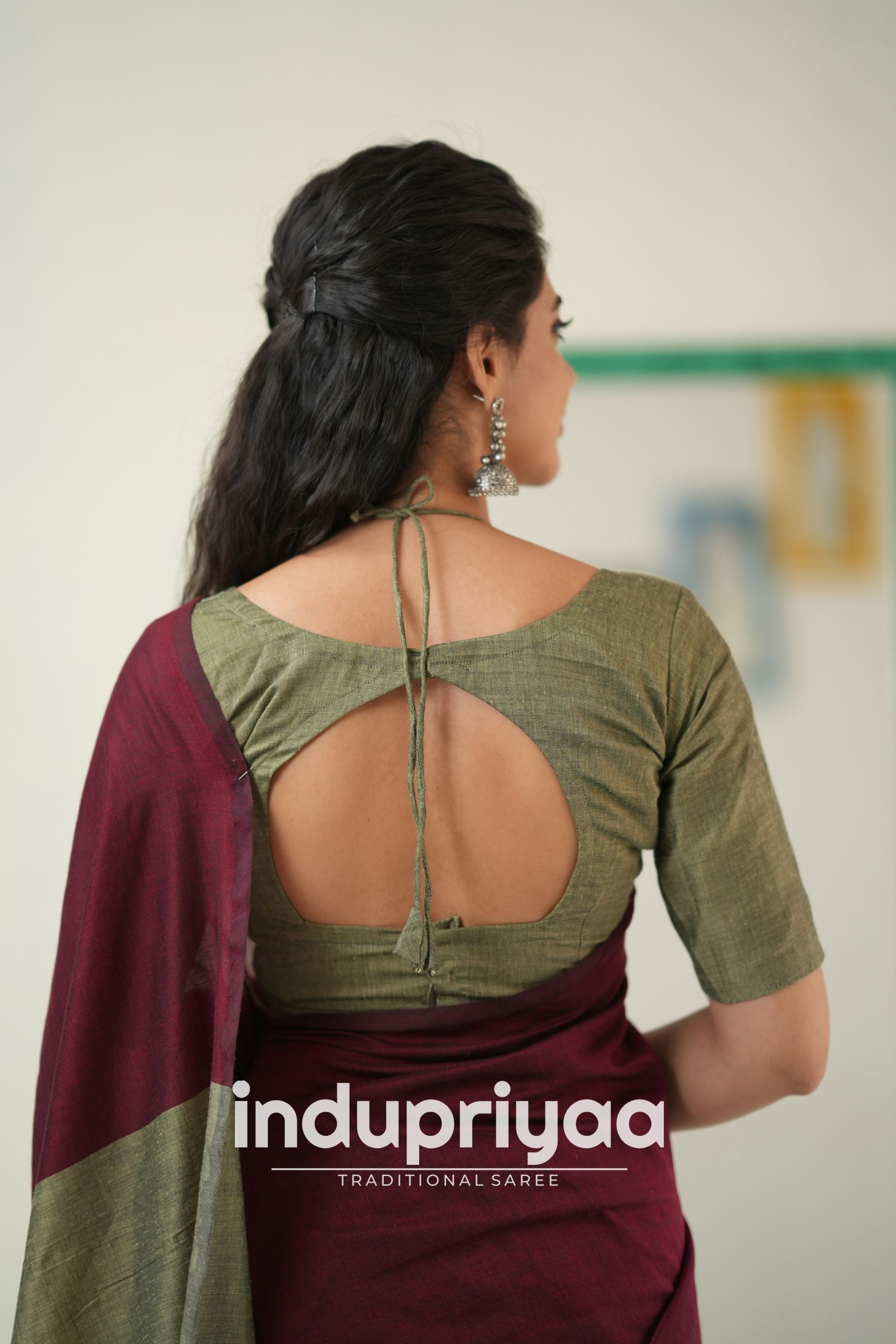 Marun Nd Grey Handloom Khadi Cotton Saree