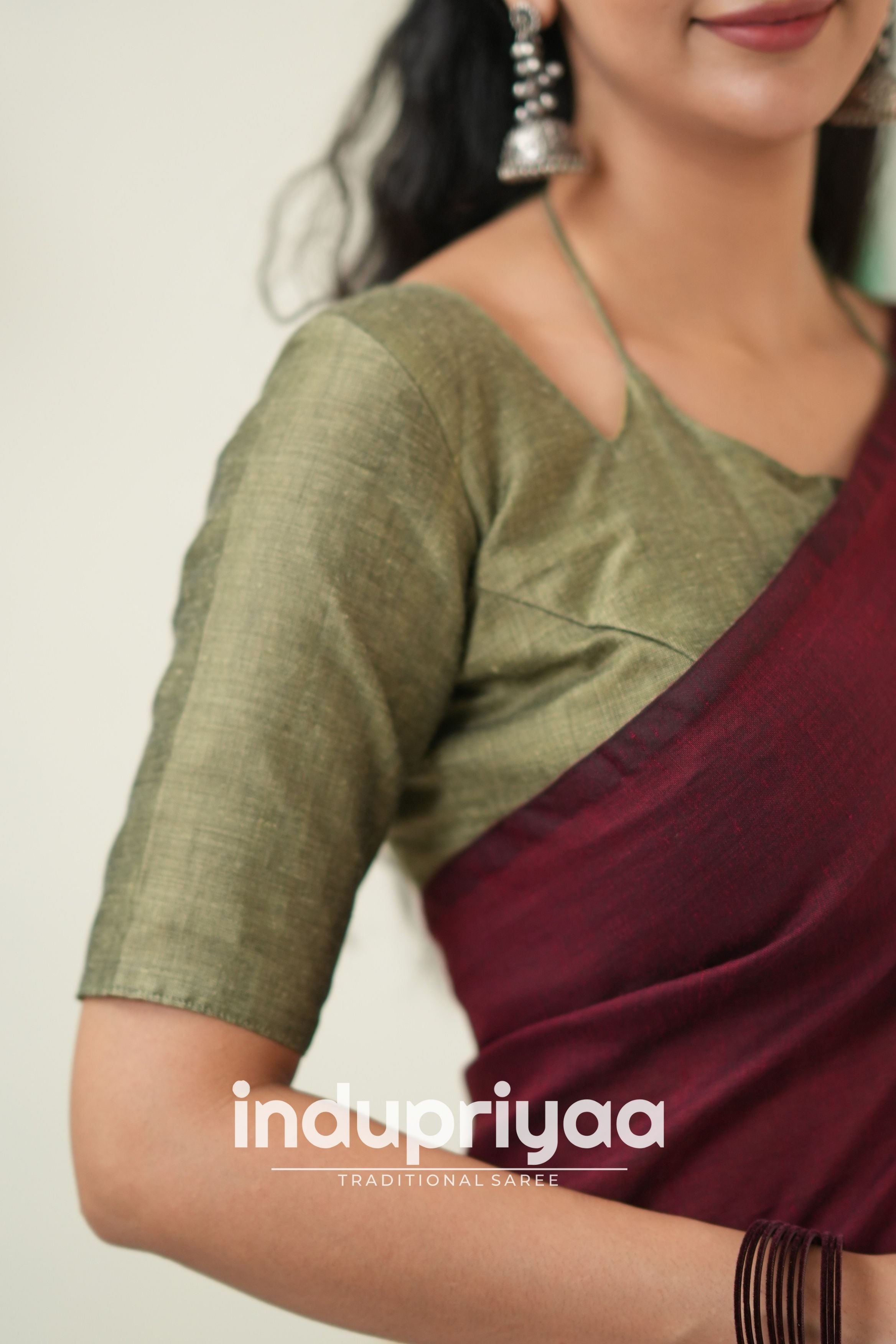 Marun Nd Grey Handloom Khadi Cotton Saree