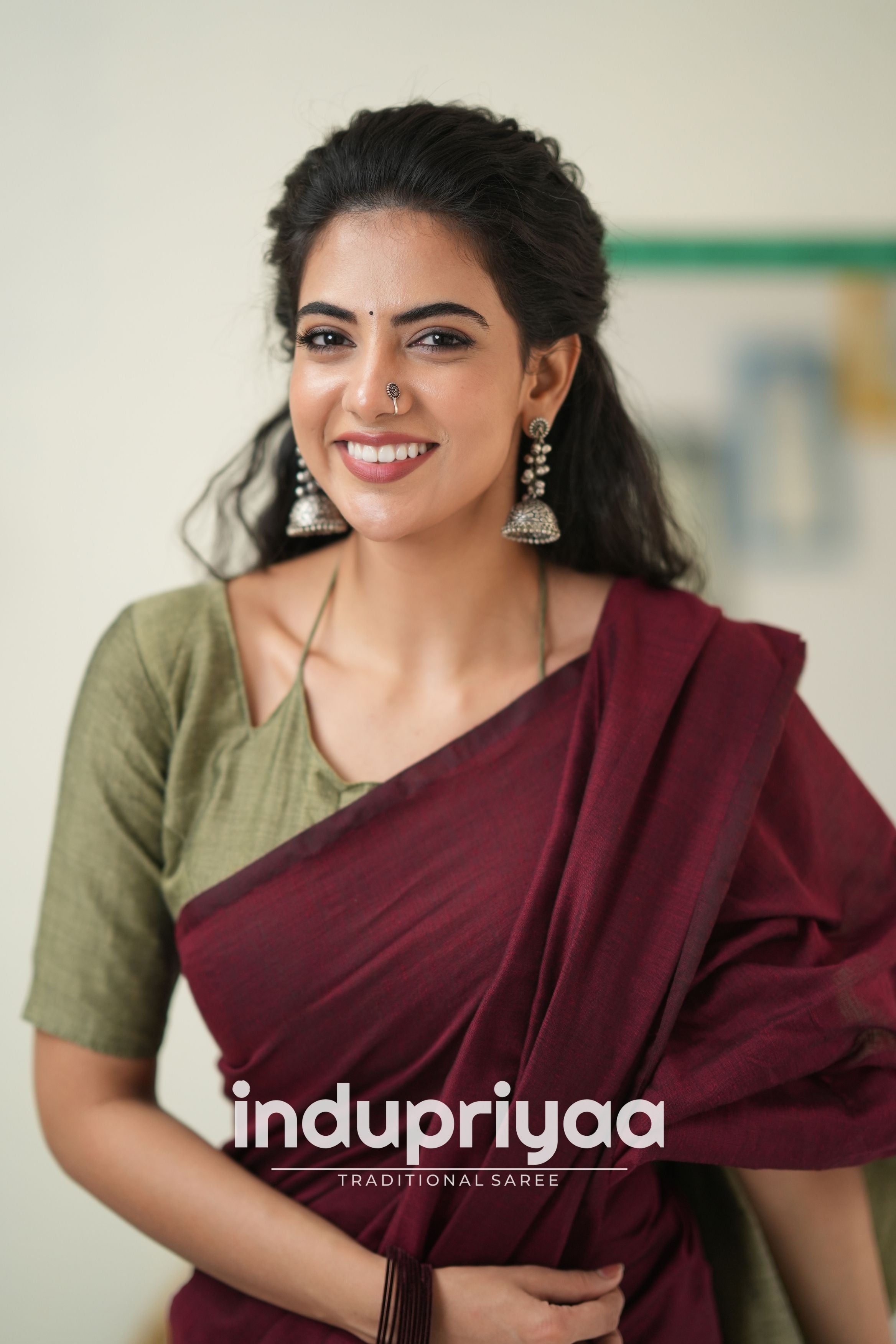 Marun Nd Grey Handloom Khadi Cotton Saree