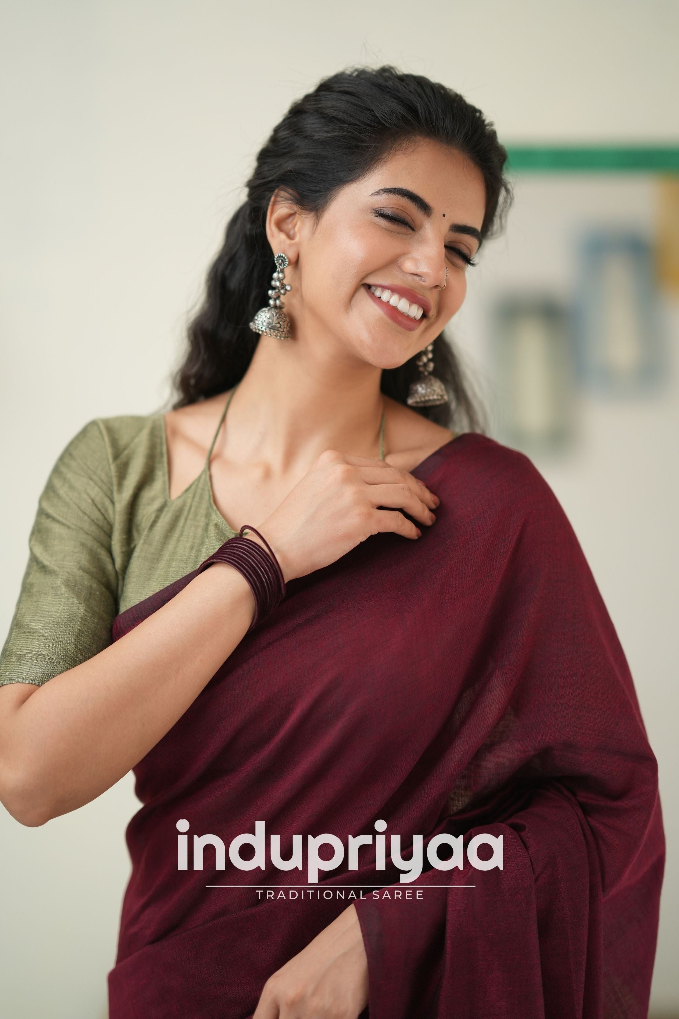 Marun Nd Grey Handloom Khadi Cotton Saree