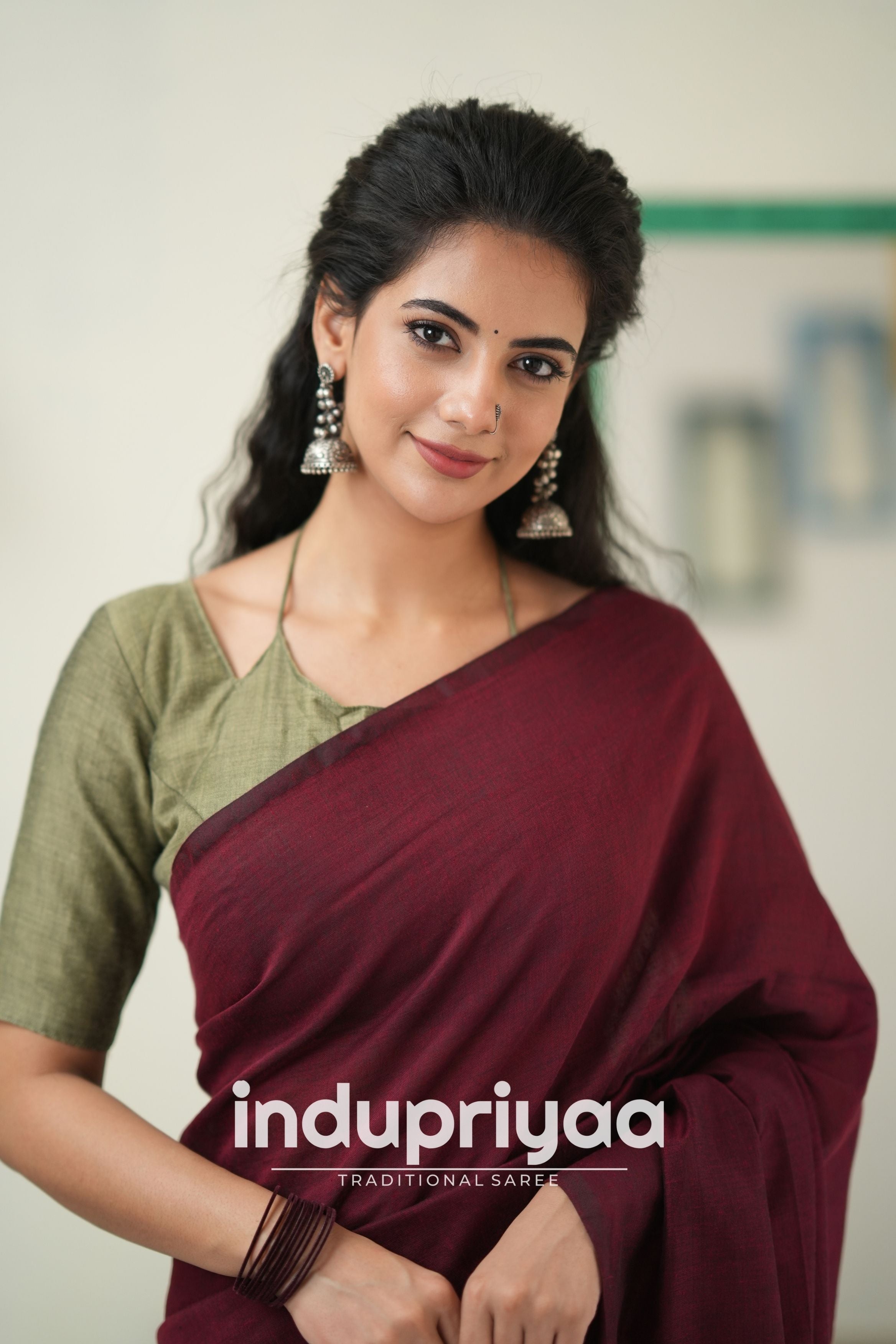 Marun Nd Grey Handloom Khadi Cotton Saree