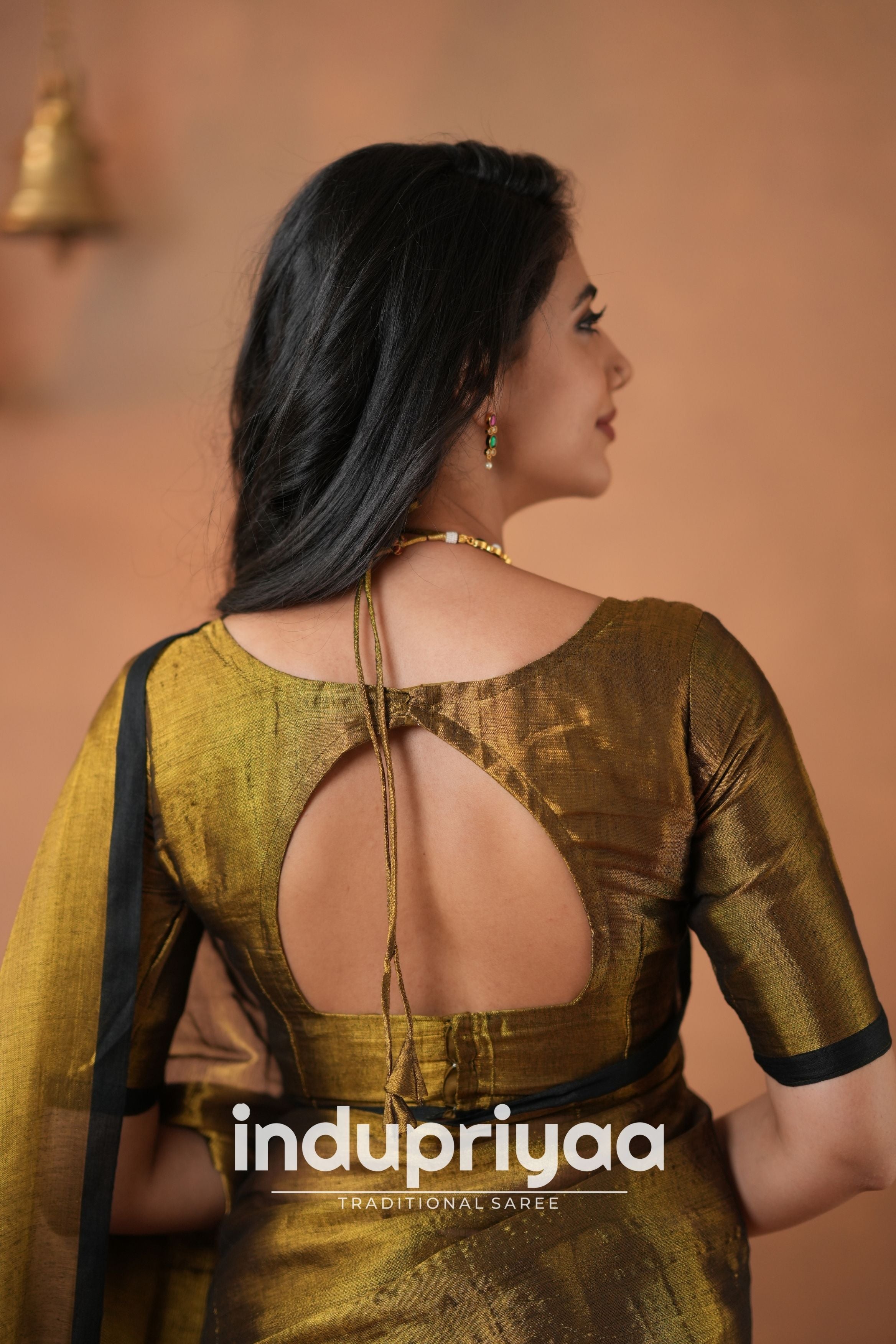 Gold Handloom Tissue Cotton  Saree