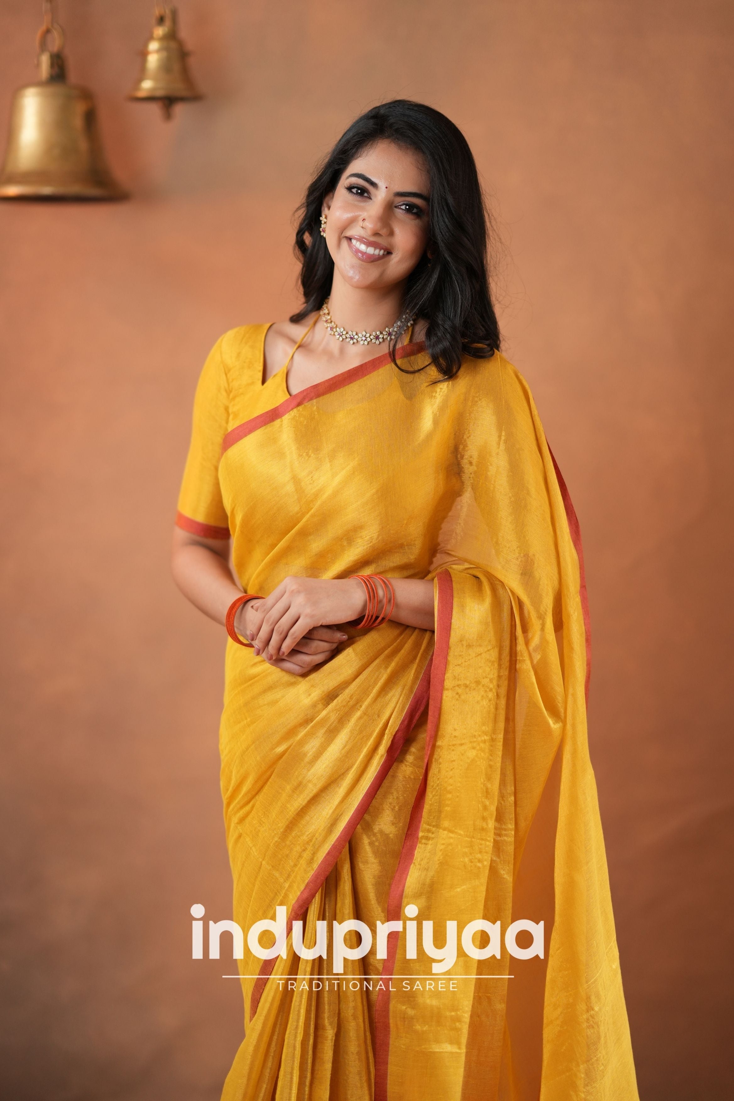 Yellow Handloom Tissue Cotton Saree