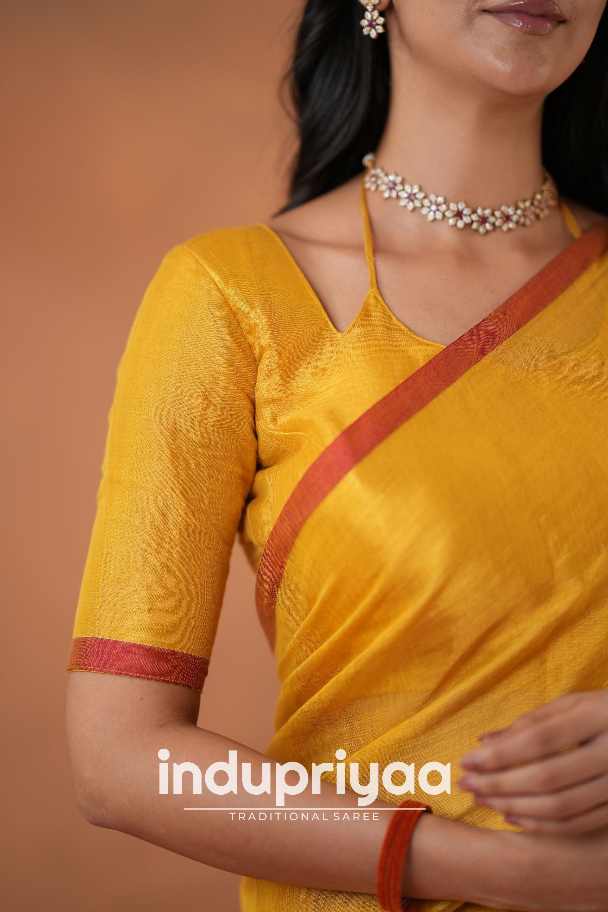 Yellow Handloom Tissue Cotton Saree