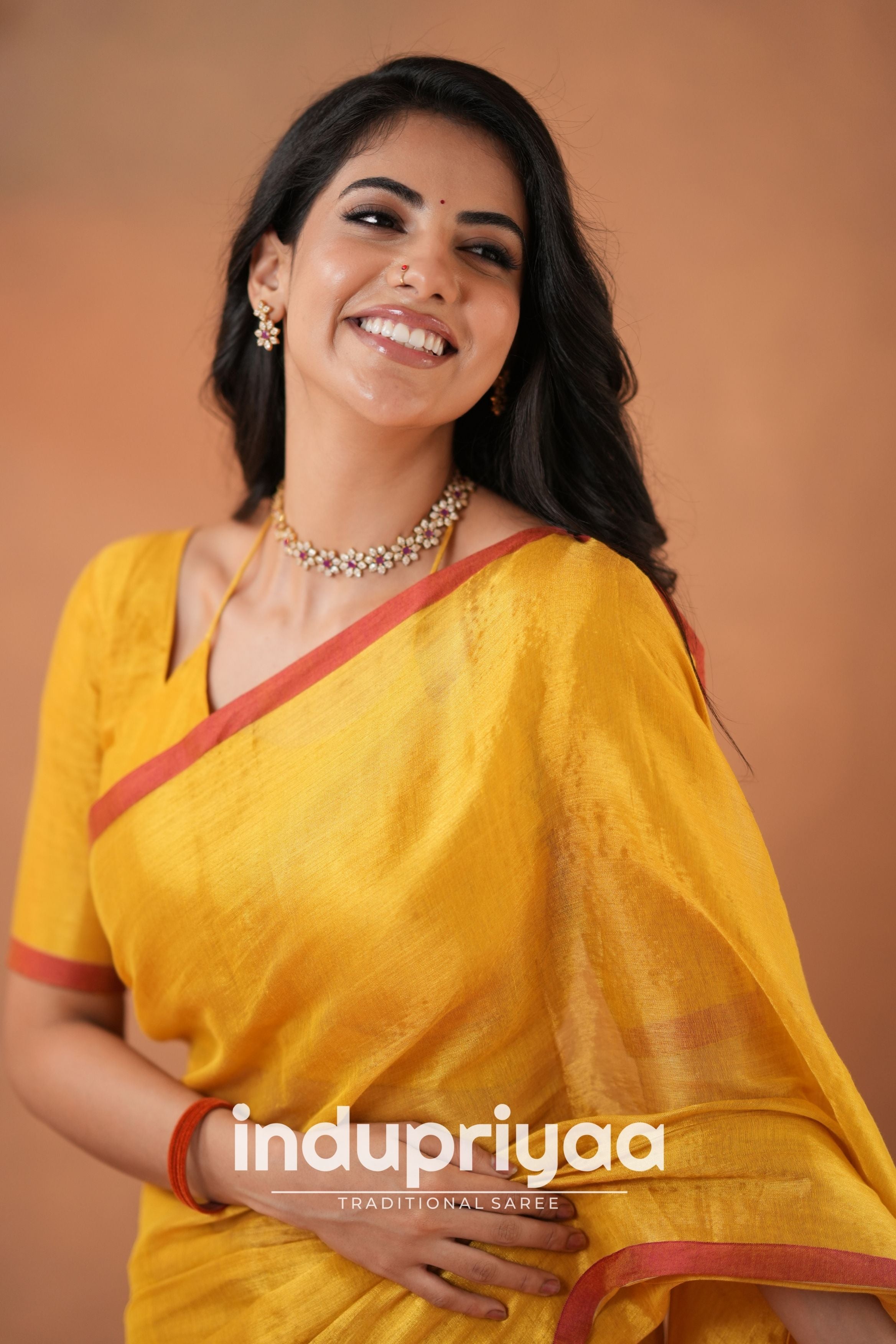 Yellow Handloom Tissue Cotton Saree