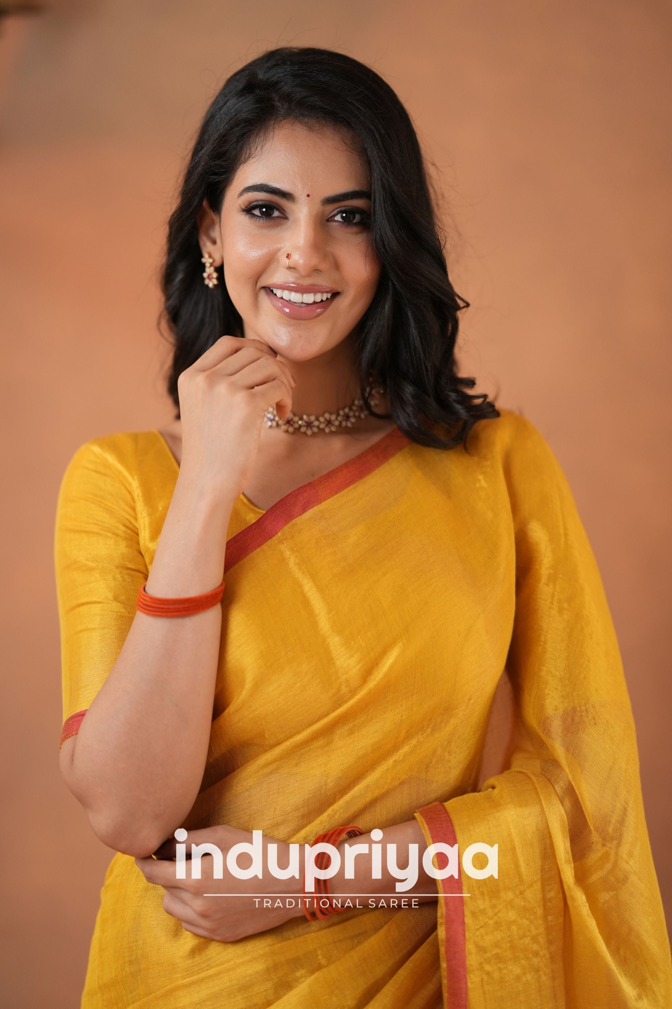 Yellow Handloom Tissue Cotton Saree