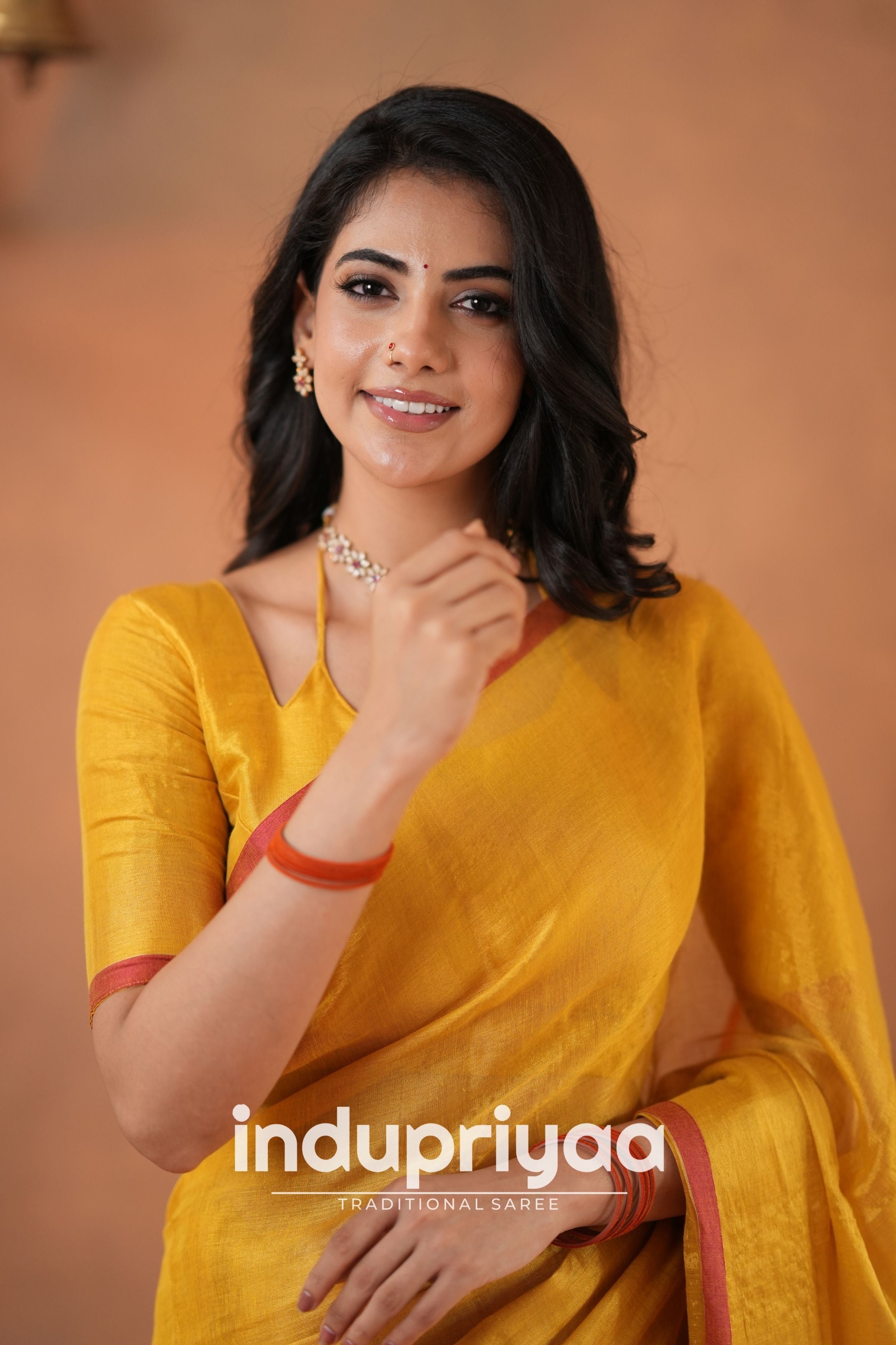 Yellow Handloom Tissue Cotton Saree
