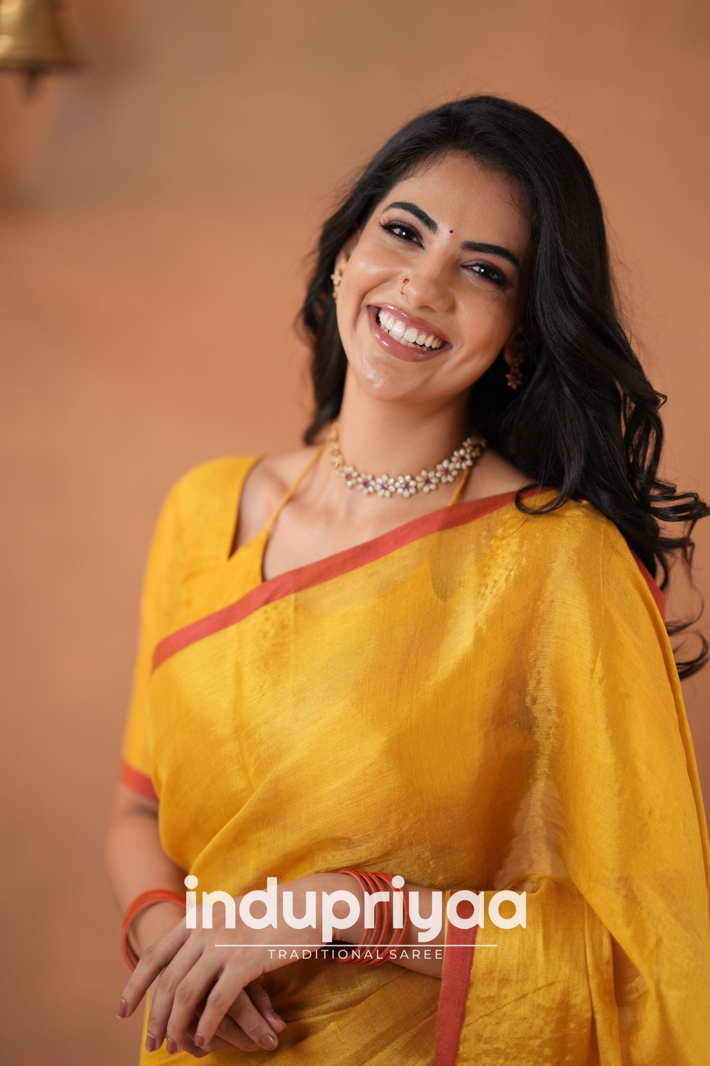 Yellow Handloom Tissue Cotton Saree