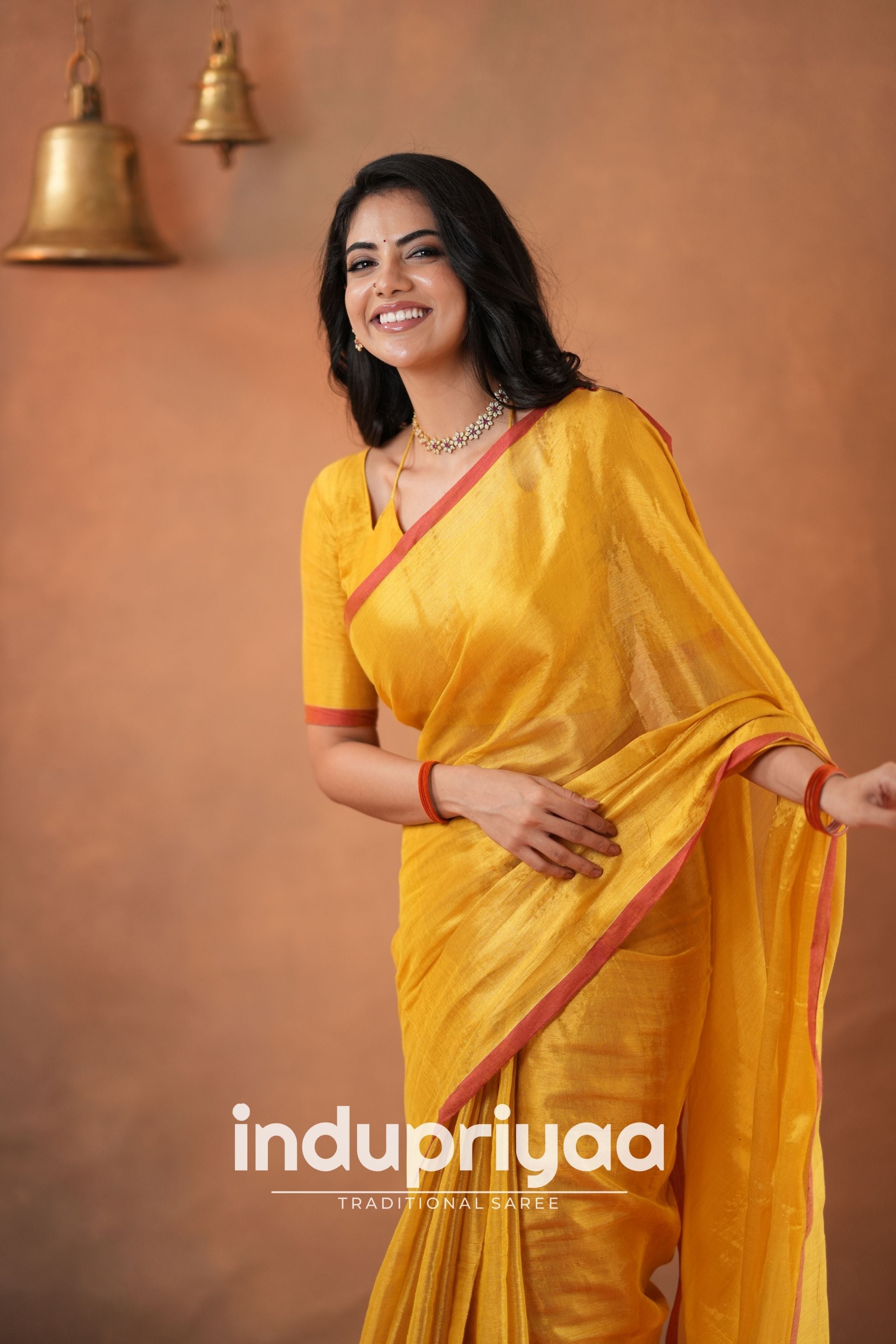 Yellow Handloom Tissue Cotton Saree