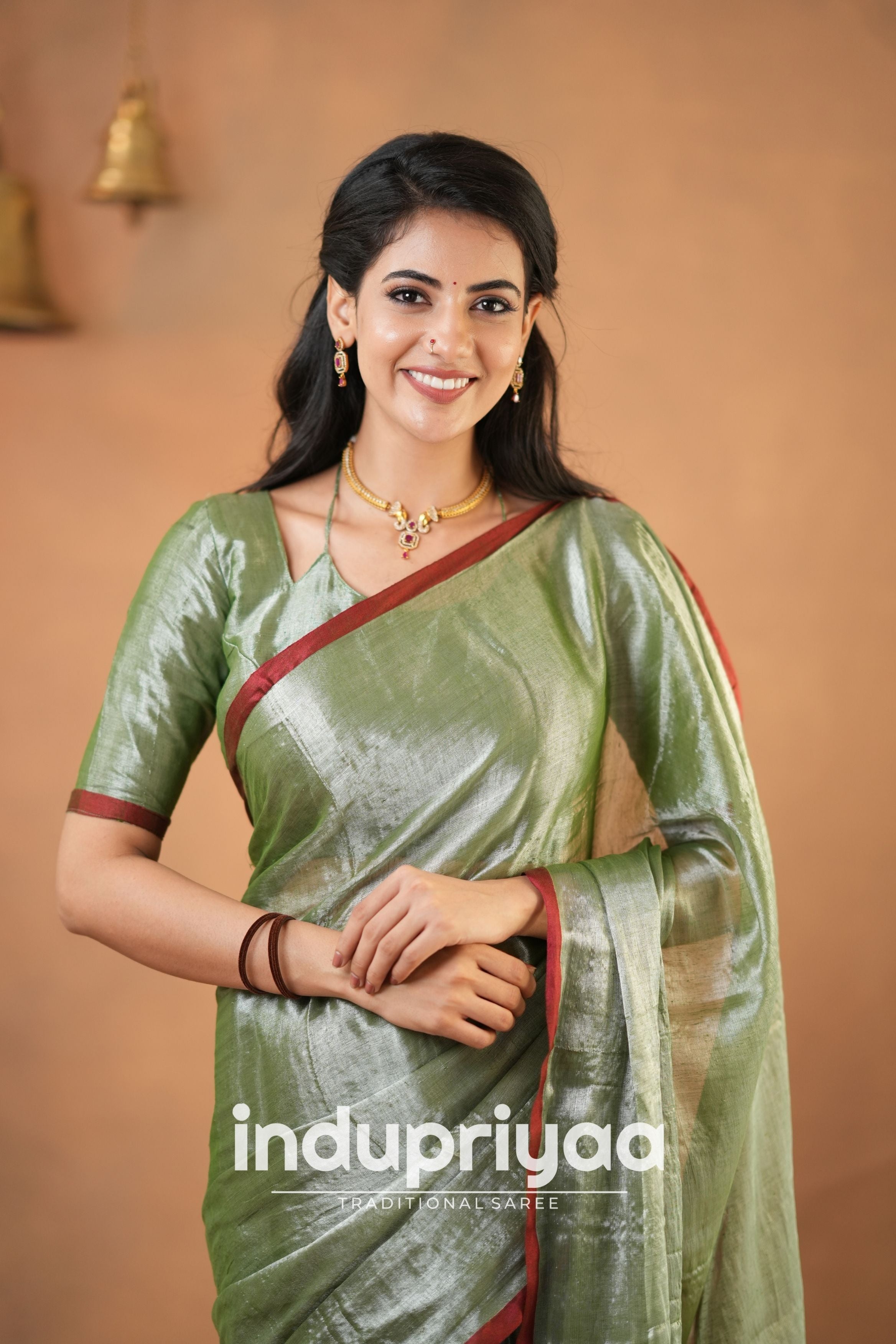 Light Pista Green Handloom Tissue Cotton Saree