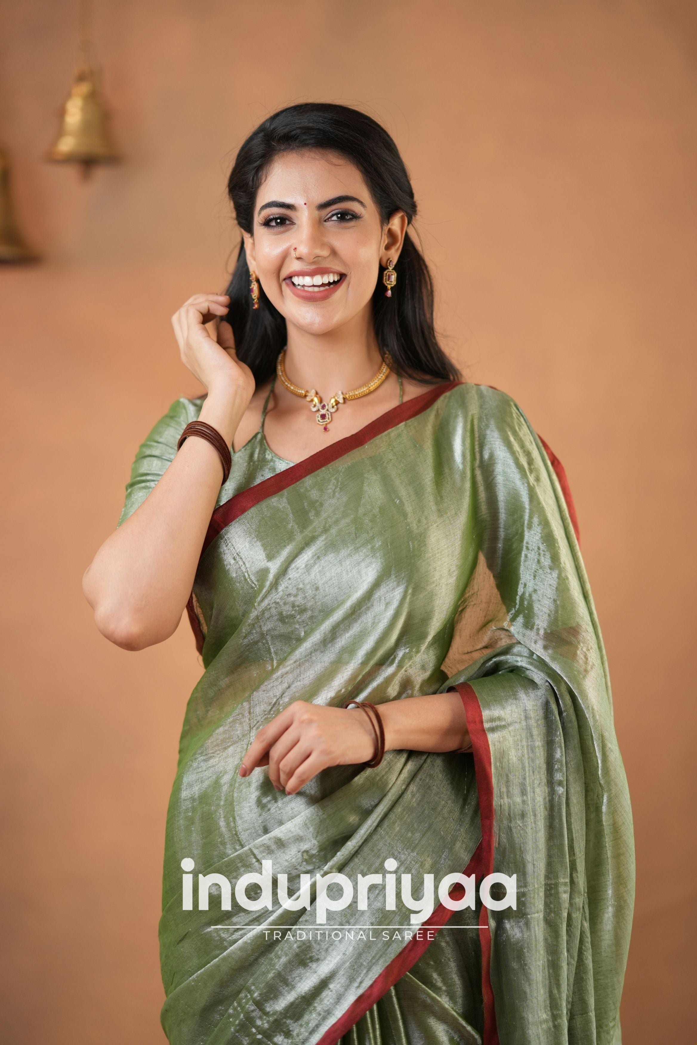Light Pista Green Handloom Tissue Cotton Saree