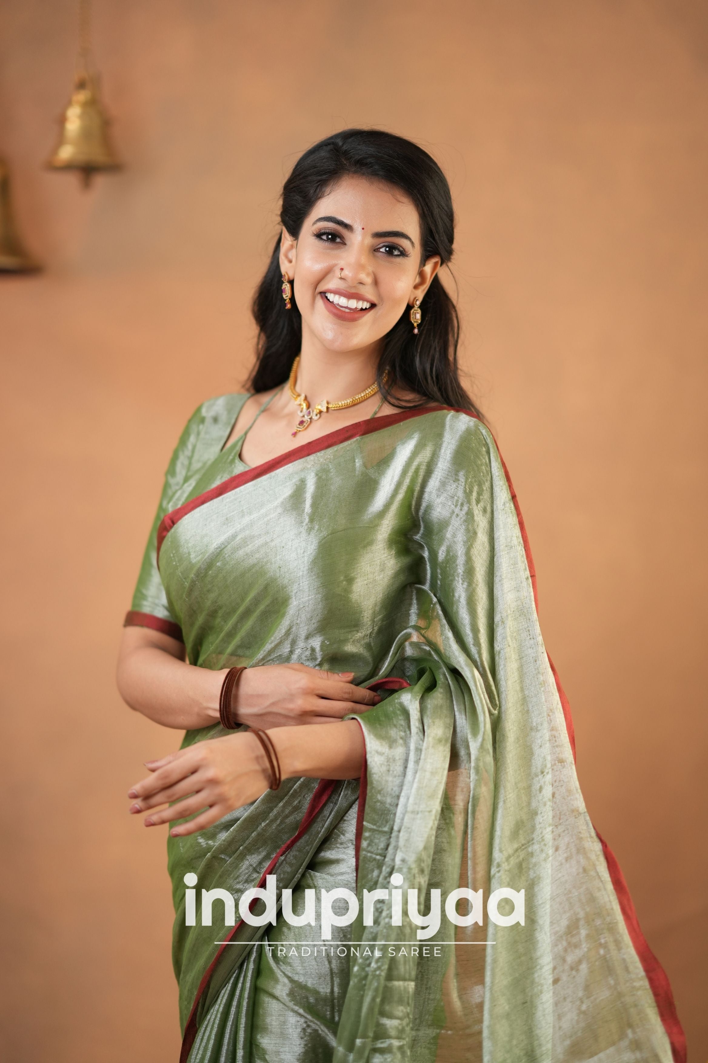 Light Pista Green Handloom Tissue Cotton Saree