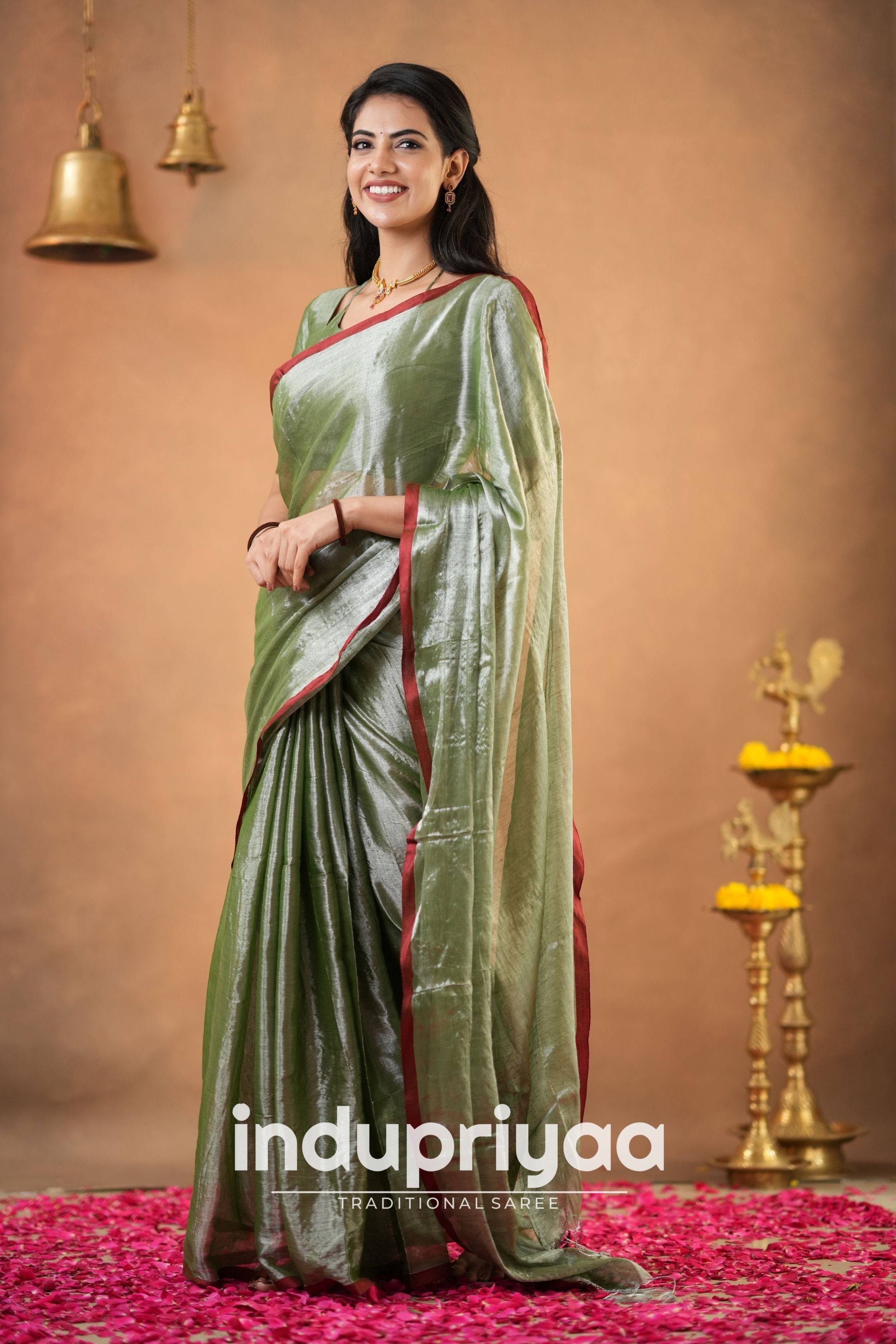 Light Pista Green Handloom Tissue Cotton Saree