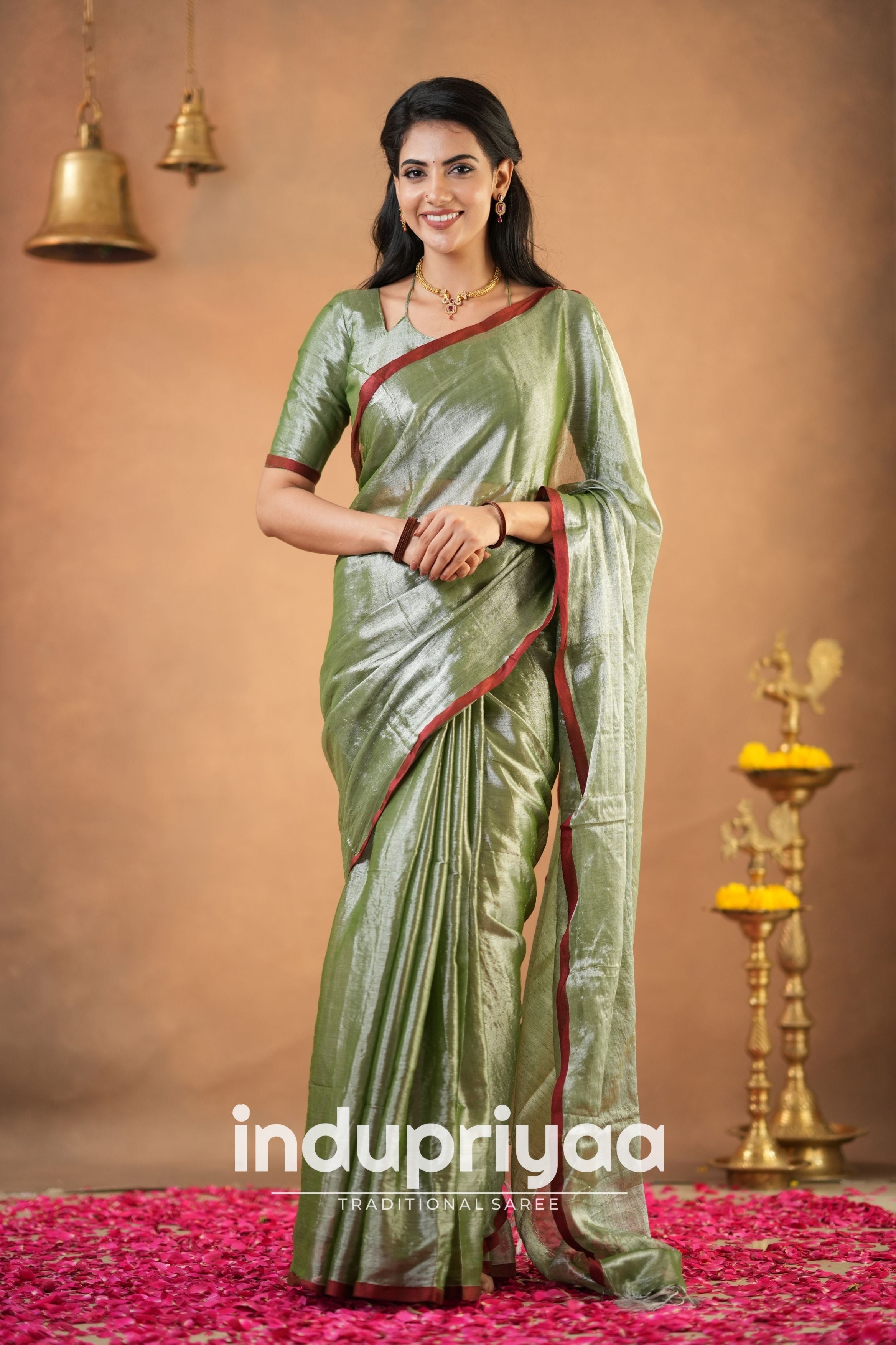 Light Pista Green Handloom Tissue Cotton Saree