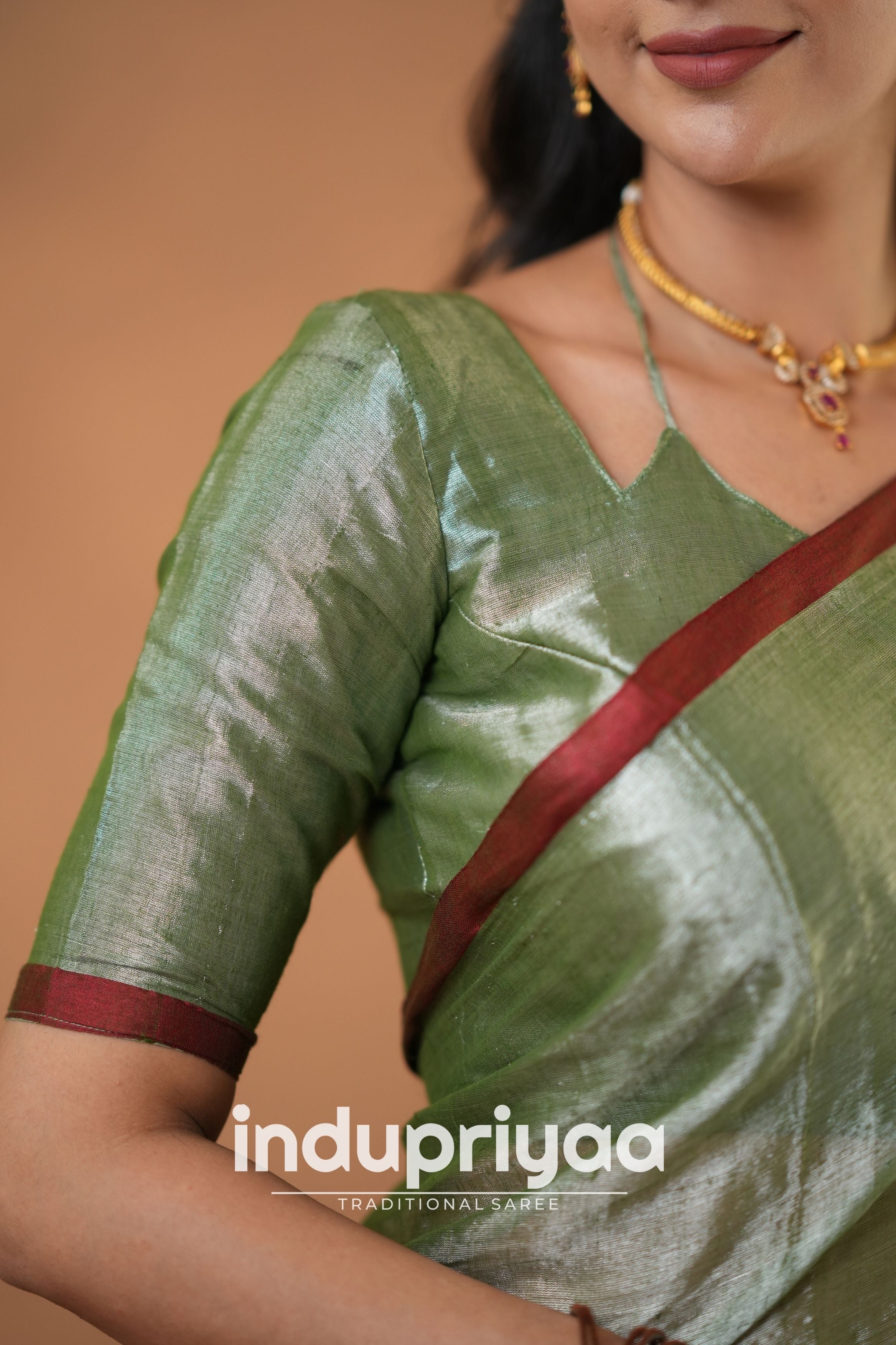 Light Pista Green Handloom Tissue Cotton Saree