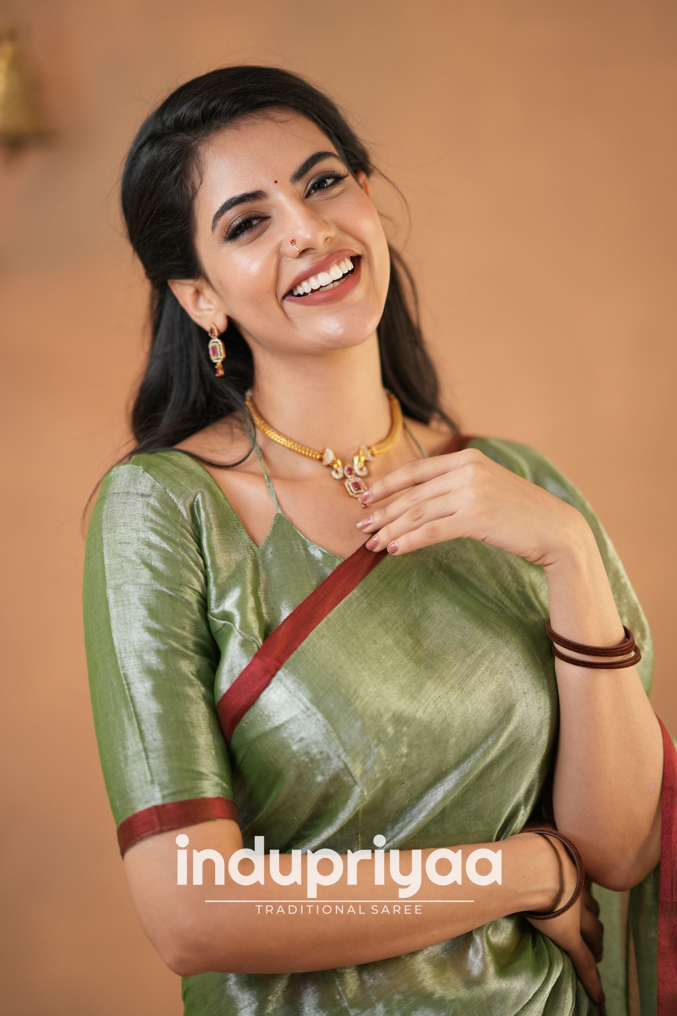 Light Pista Green Handloom Tissue Cotton Saree