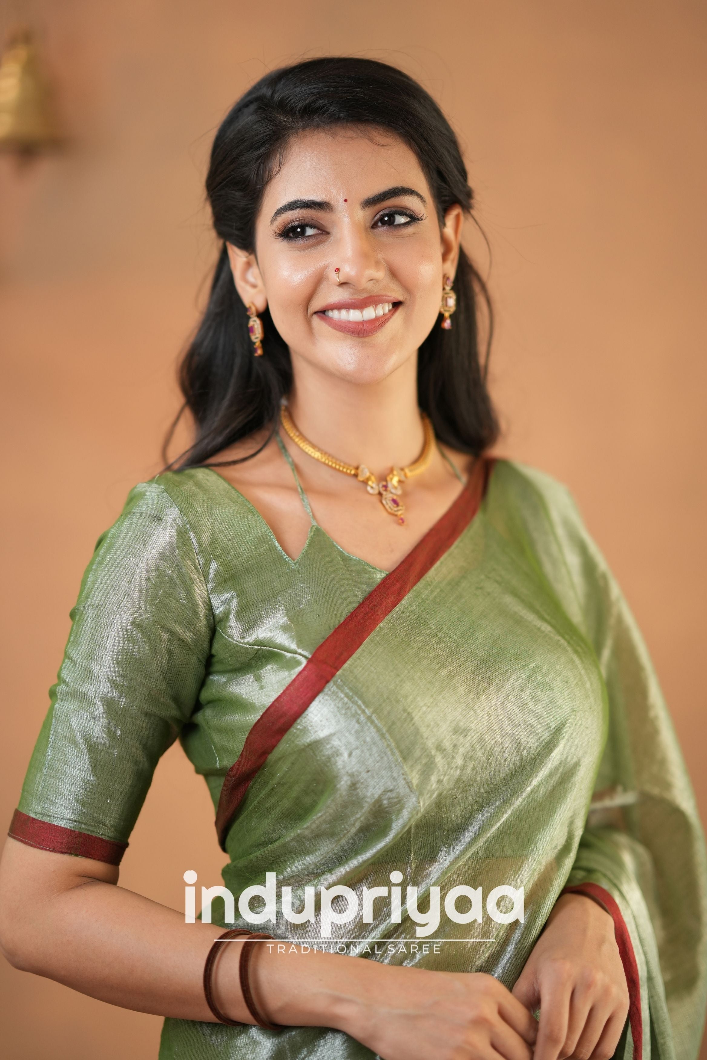 Light Pista Green Handloom Tissue Cotton Saree