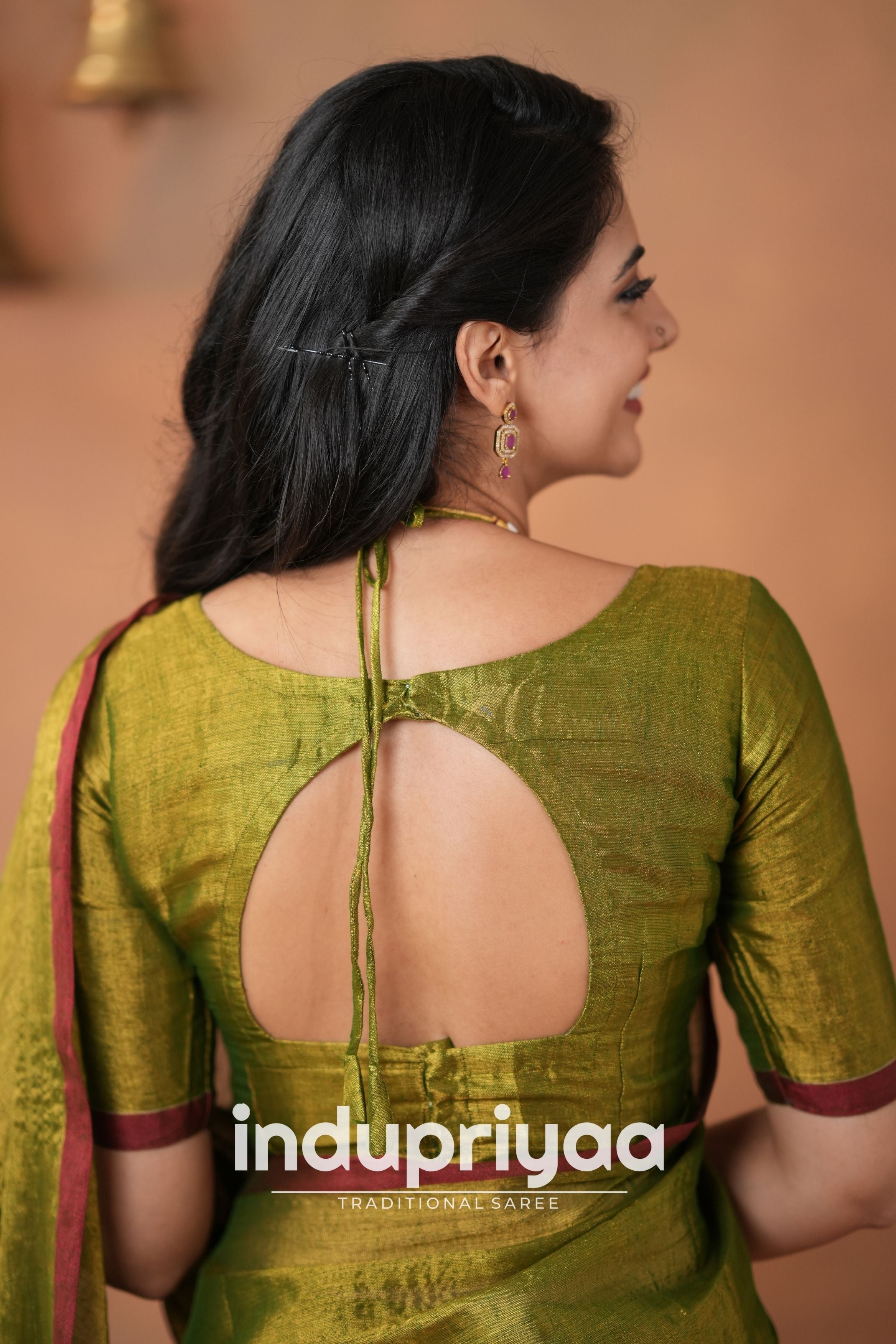 Mehndi Green Handloom Tissue Cotton Saree
