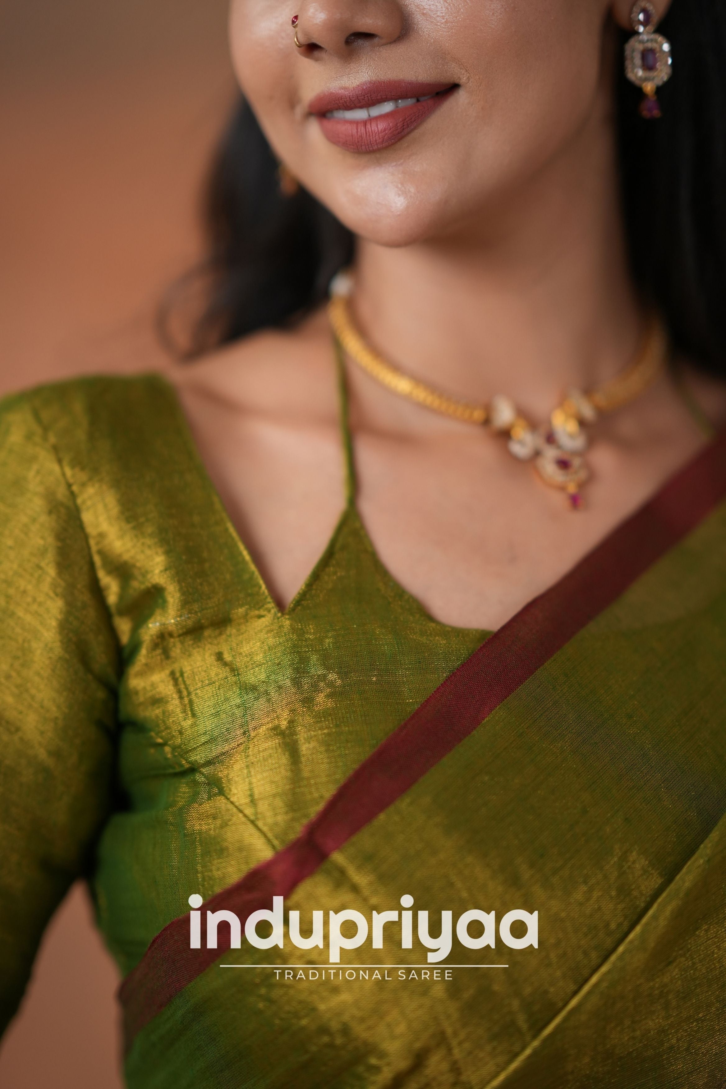 Mehndi Green Handloom Tissue Cotton Saree