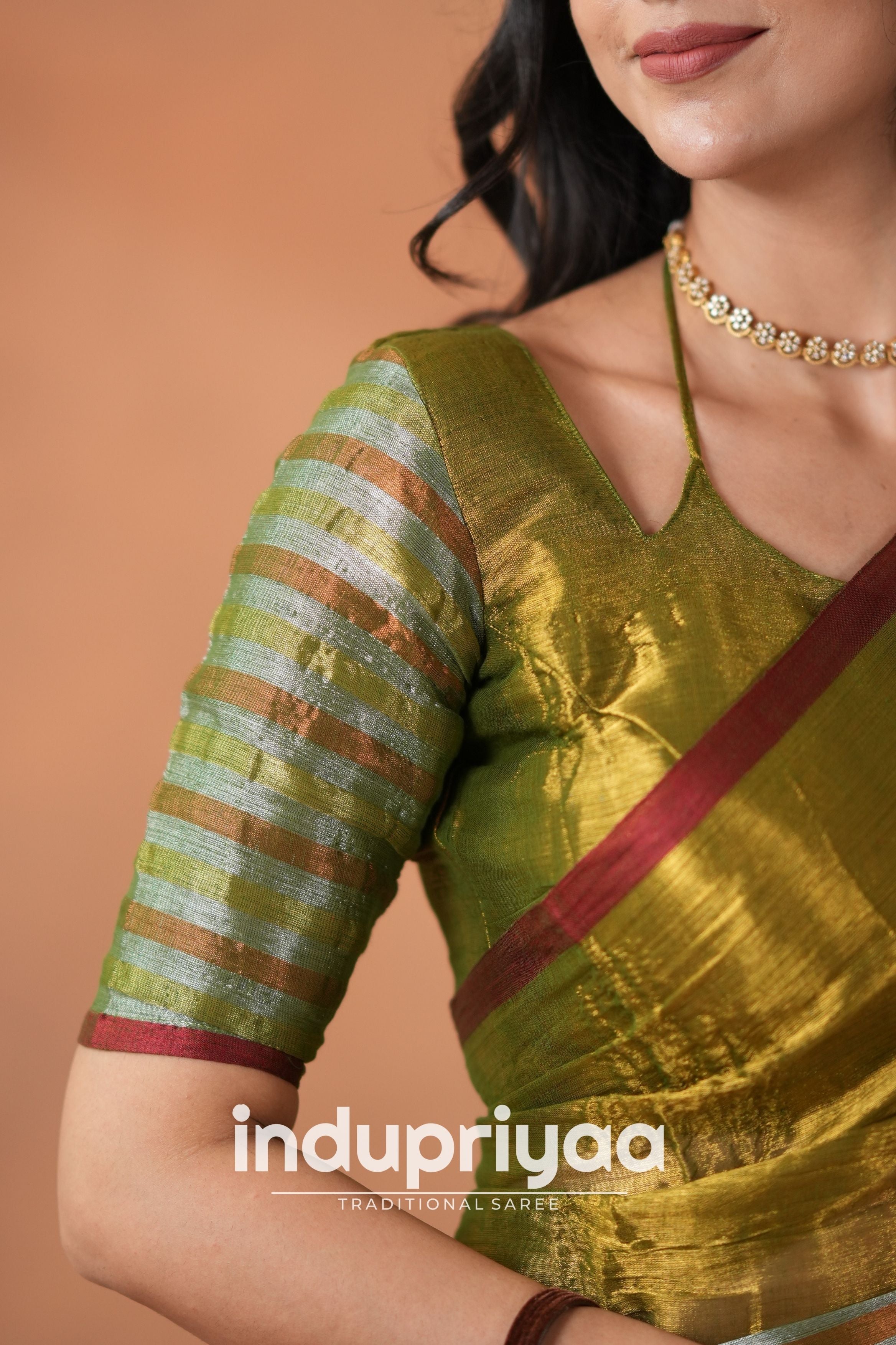Mehndi Green Handloom Tissue Cotton Saree