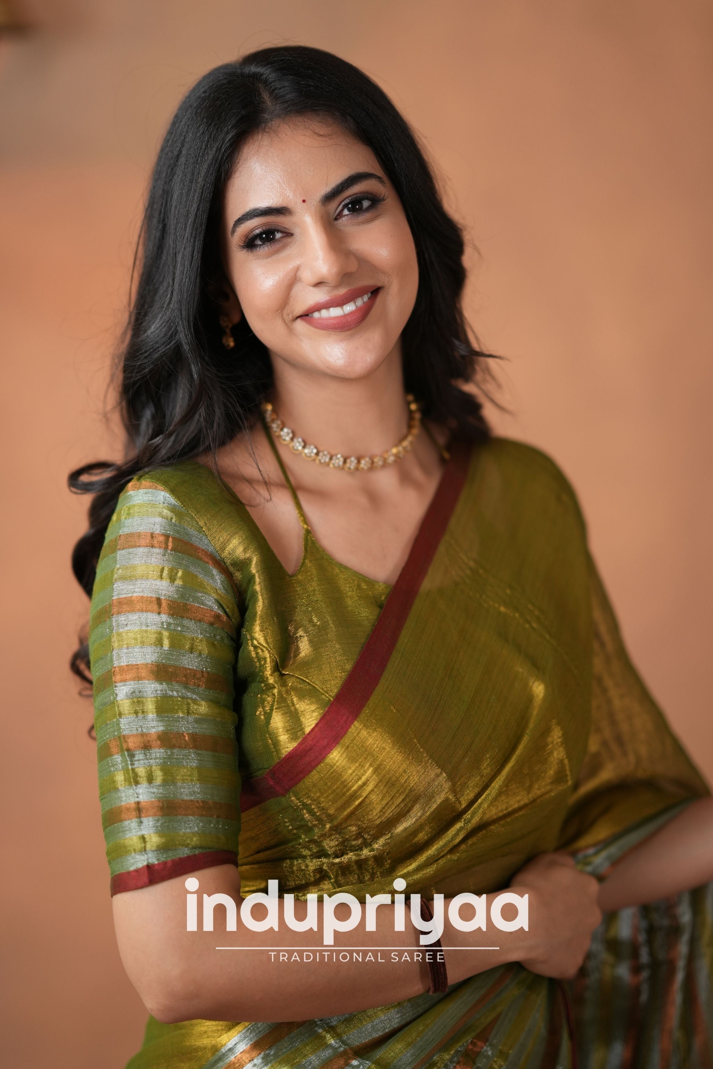 Mehndi Green Handloom Tissue Cotton Saree