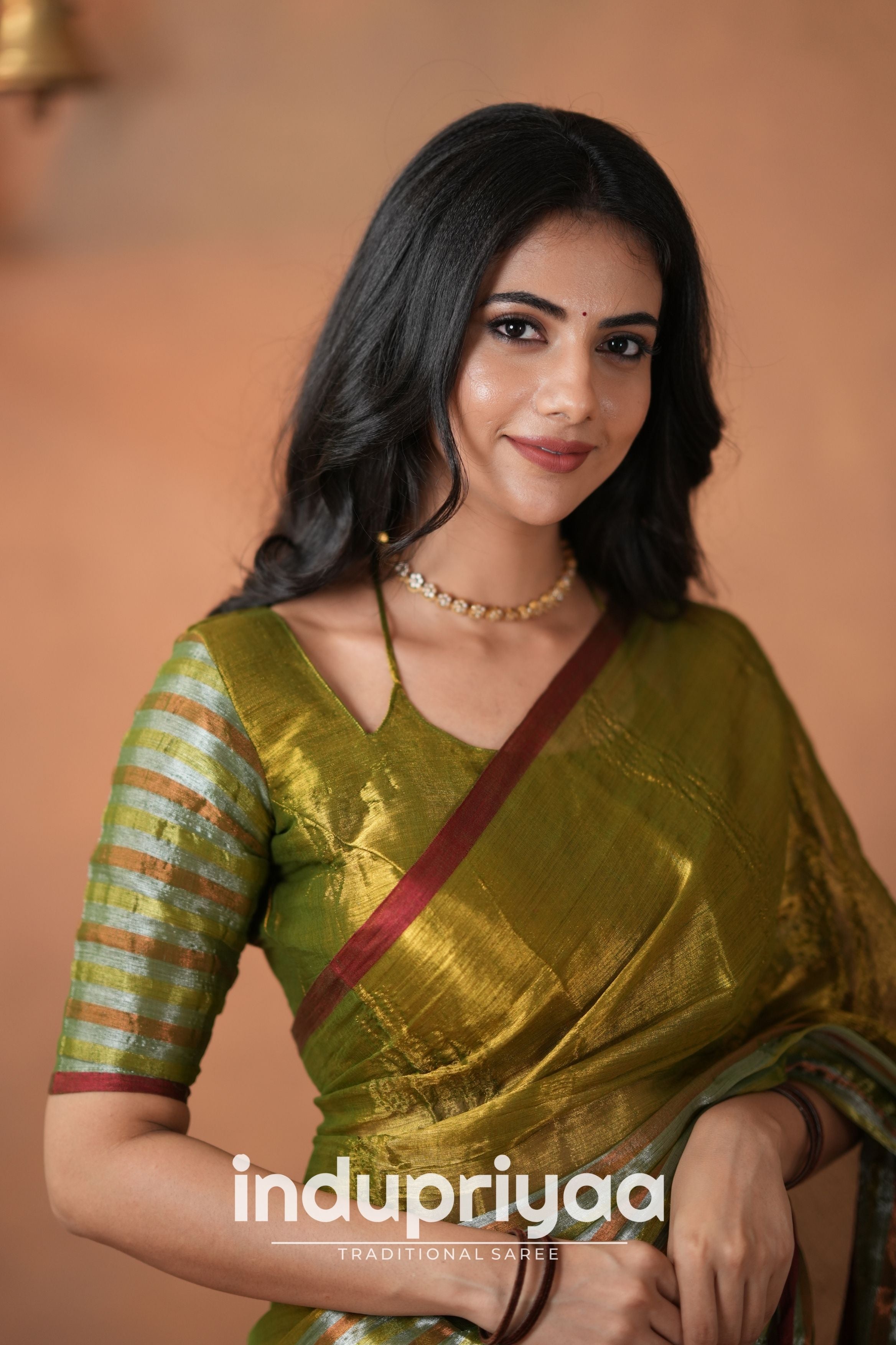 Mehndi Green Handloom Tissue Cotton Saree