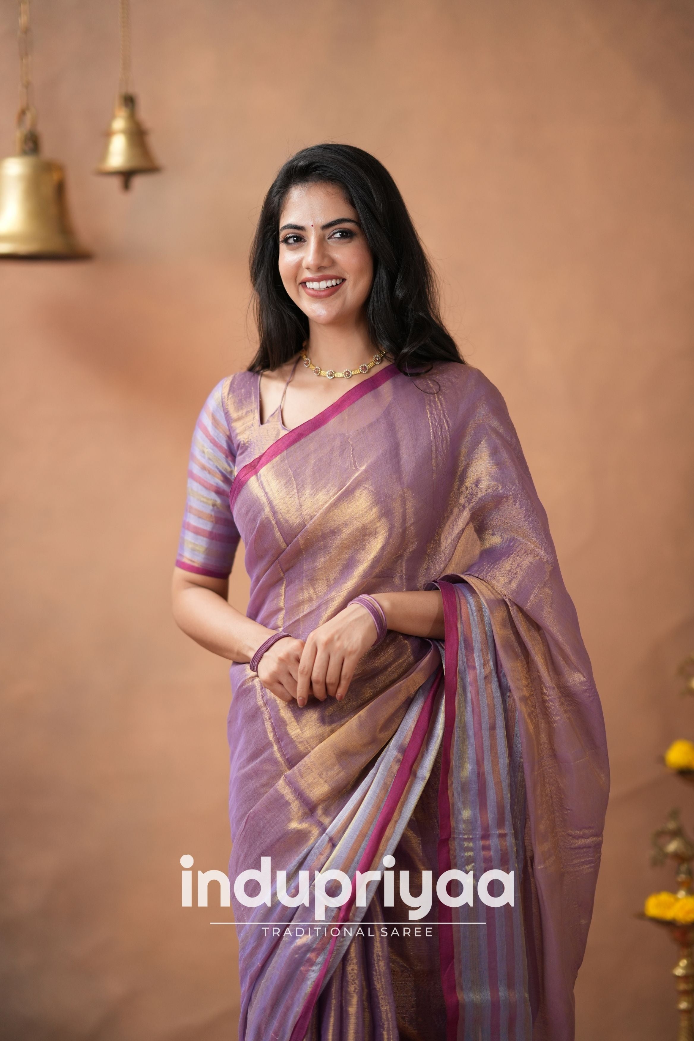 Lavender  Handloom Tissue Cotton Saree