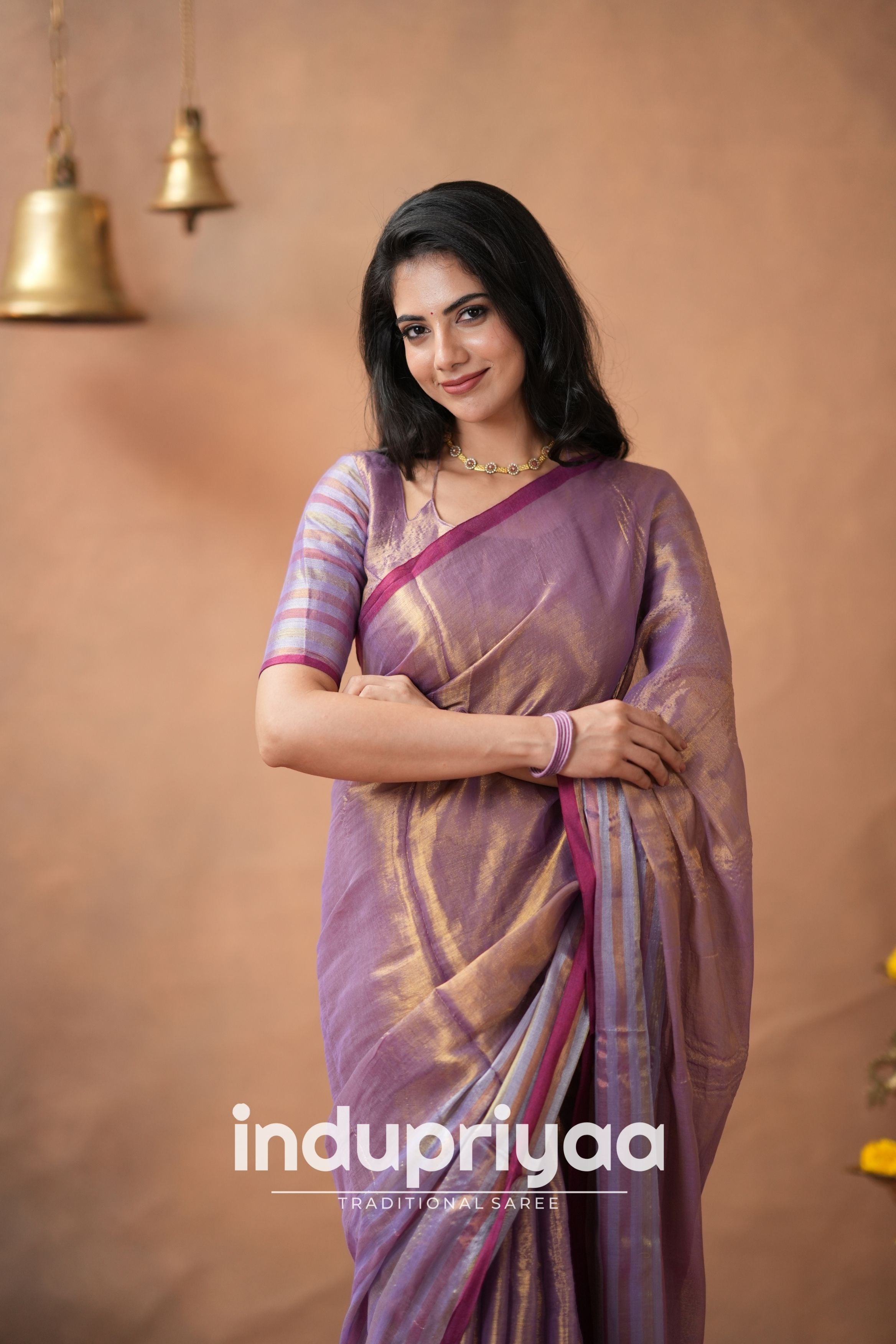 Lavender  Handloom Tissue Cotton Saree