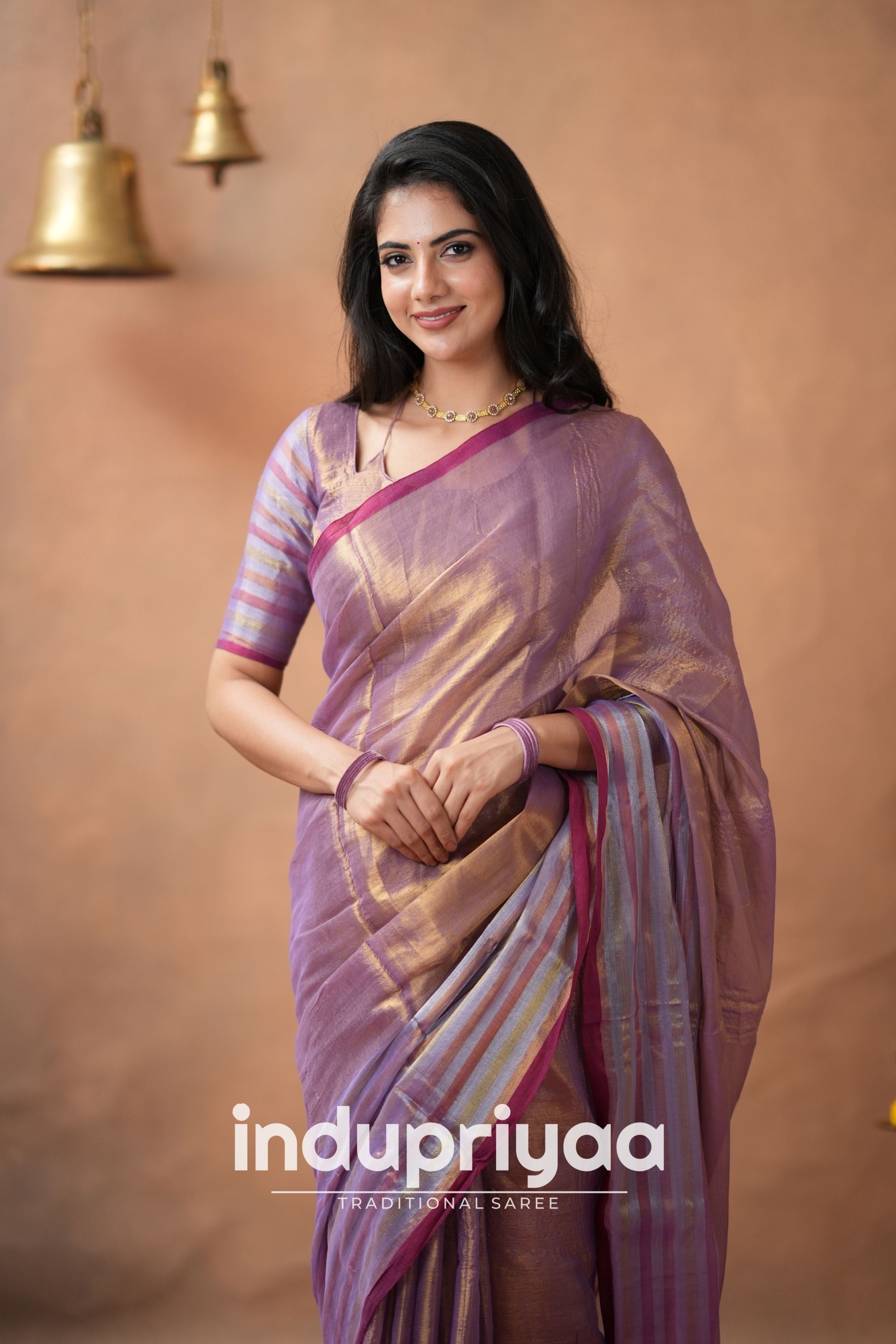 Lavender  Handloom Tissue Cotton Saree