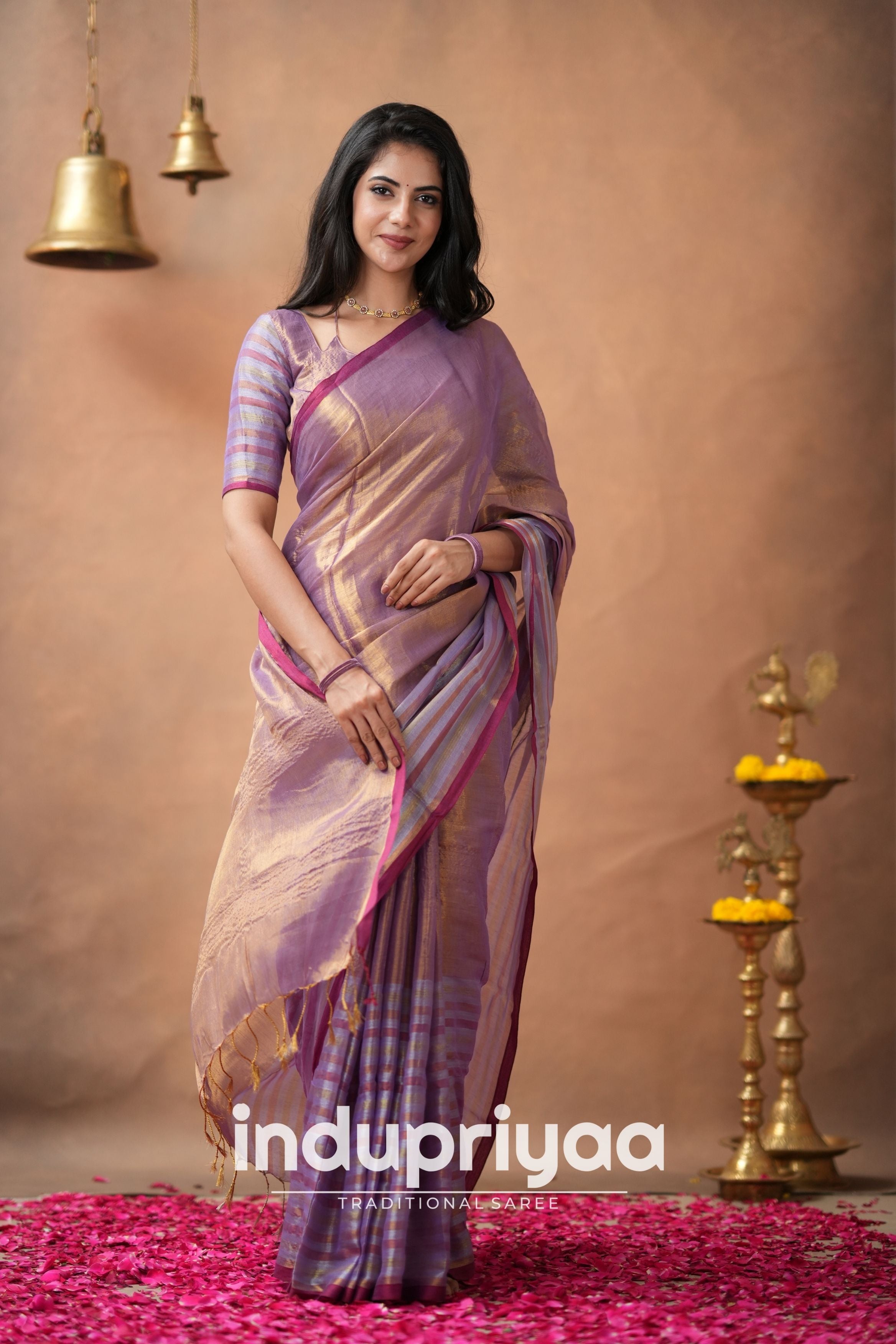 Lavender  Handloom Tissue Cotton Saree