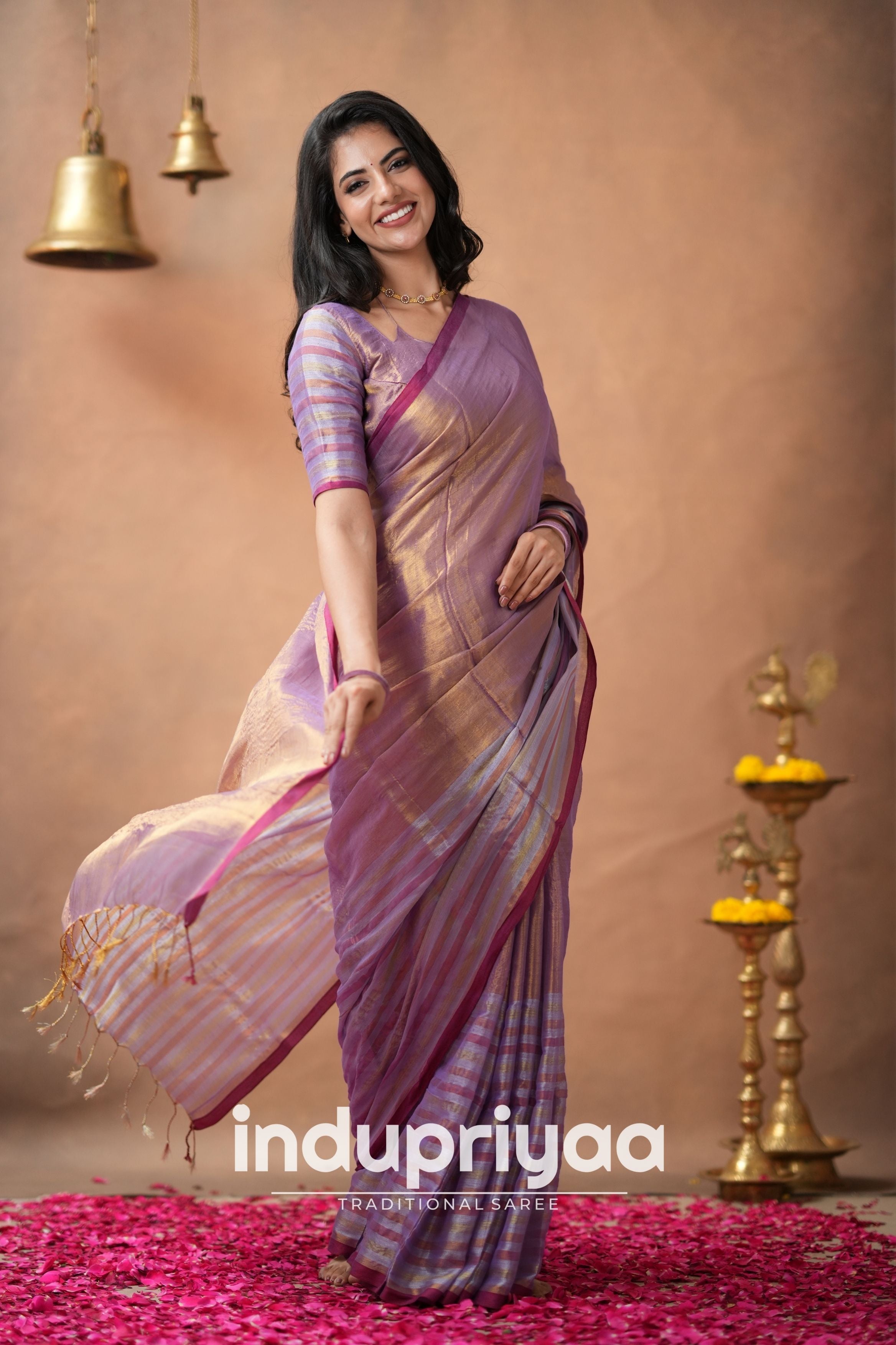 Lavender  Handloom Tissue Cotton Saree