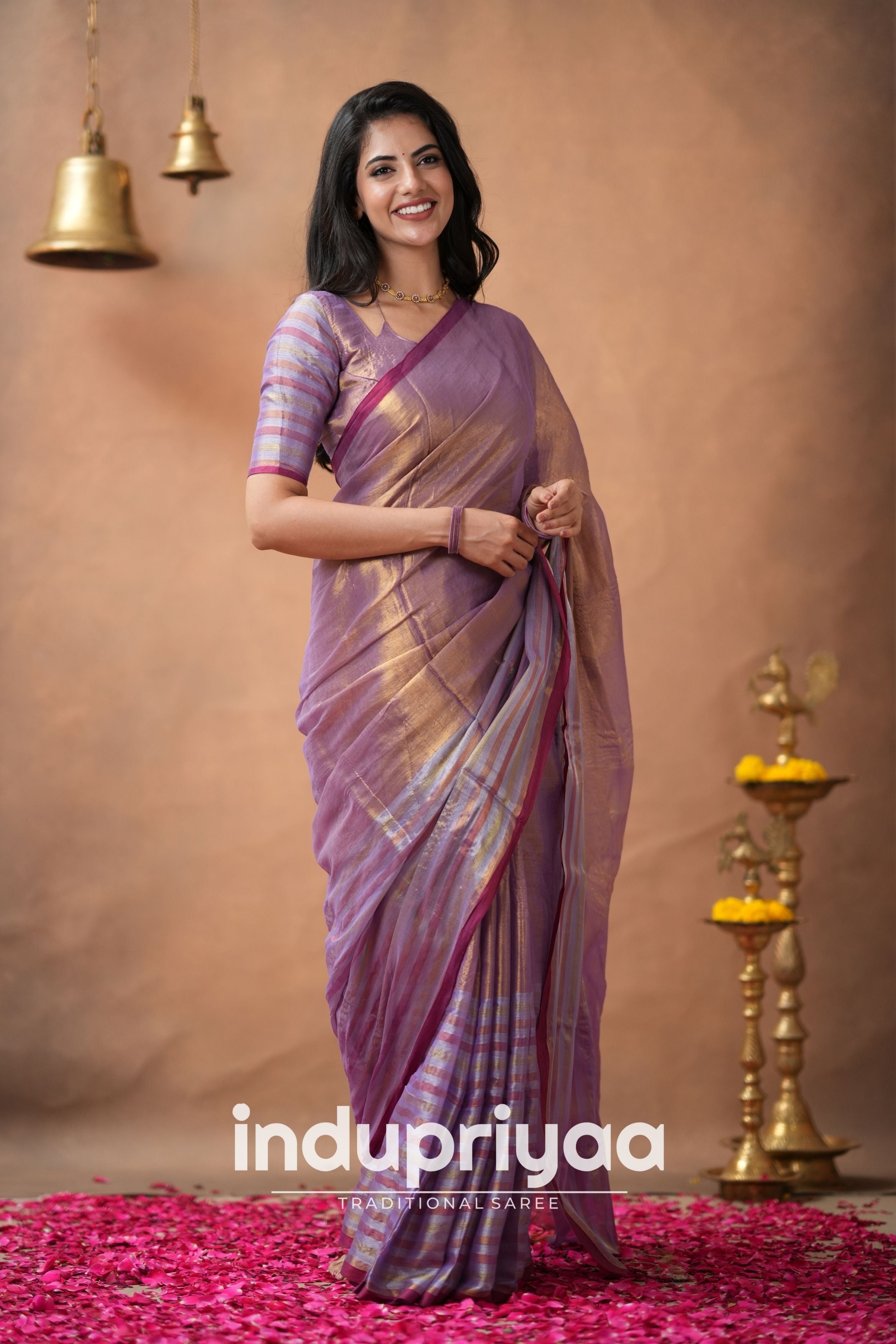 Lavender  Handloom Tissue Cotton Saree