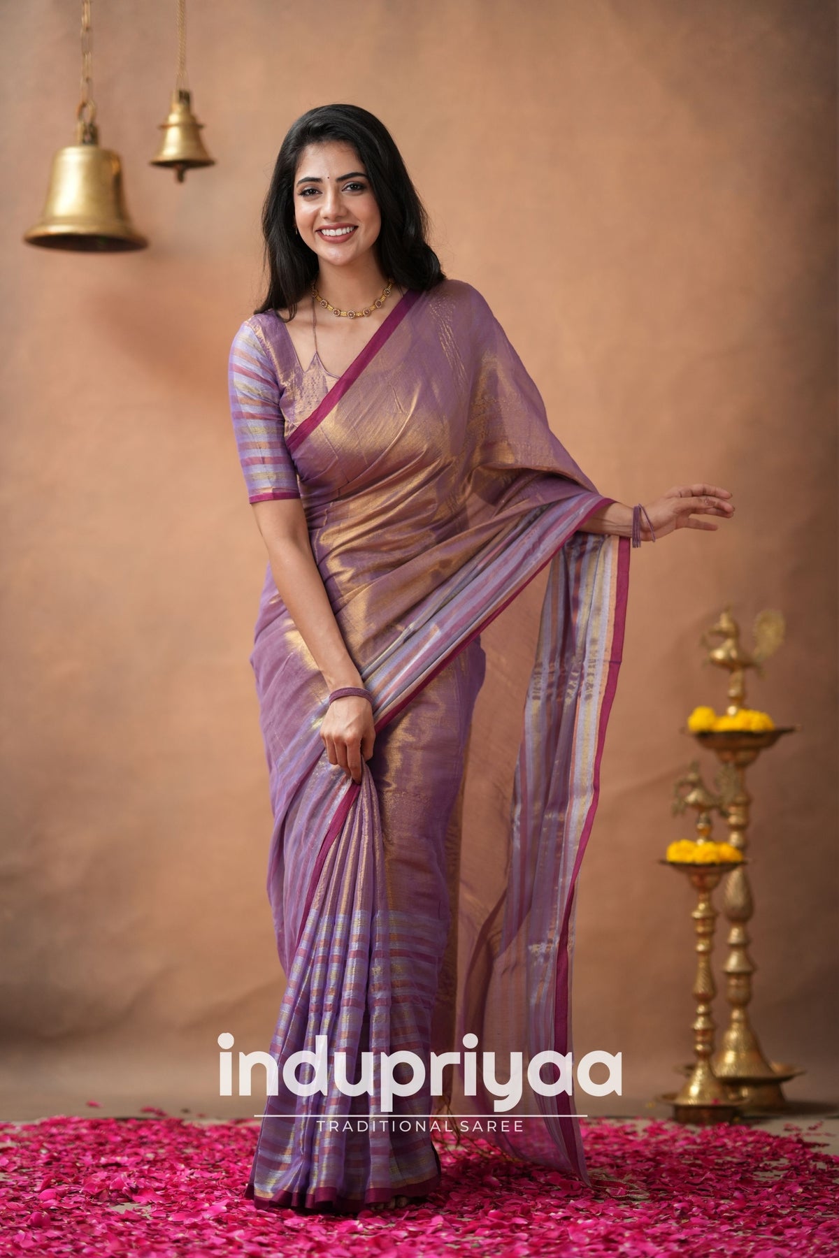 Lavender  Handloom Tissue Cotton Saree