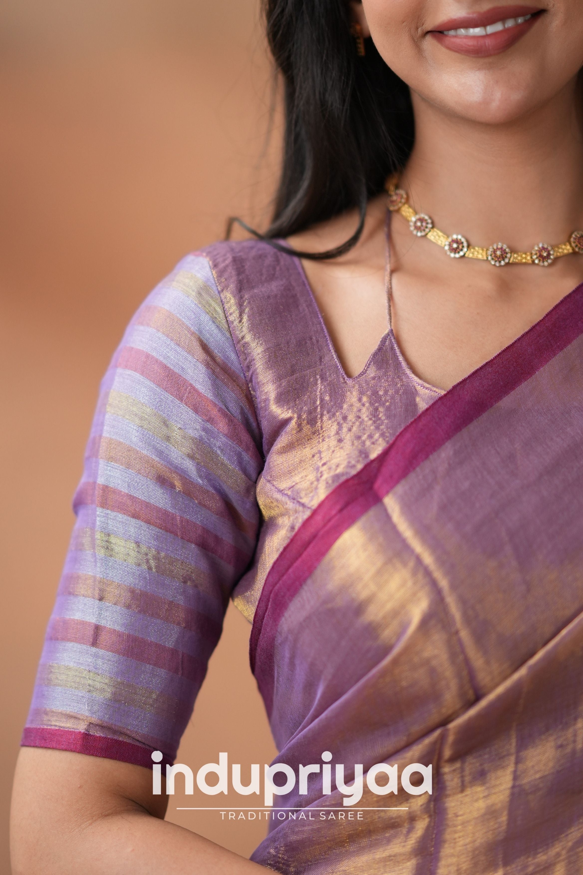 Lavender  Handloom Tissue Cotton Saree