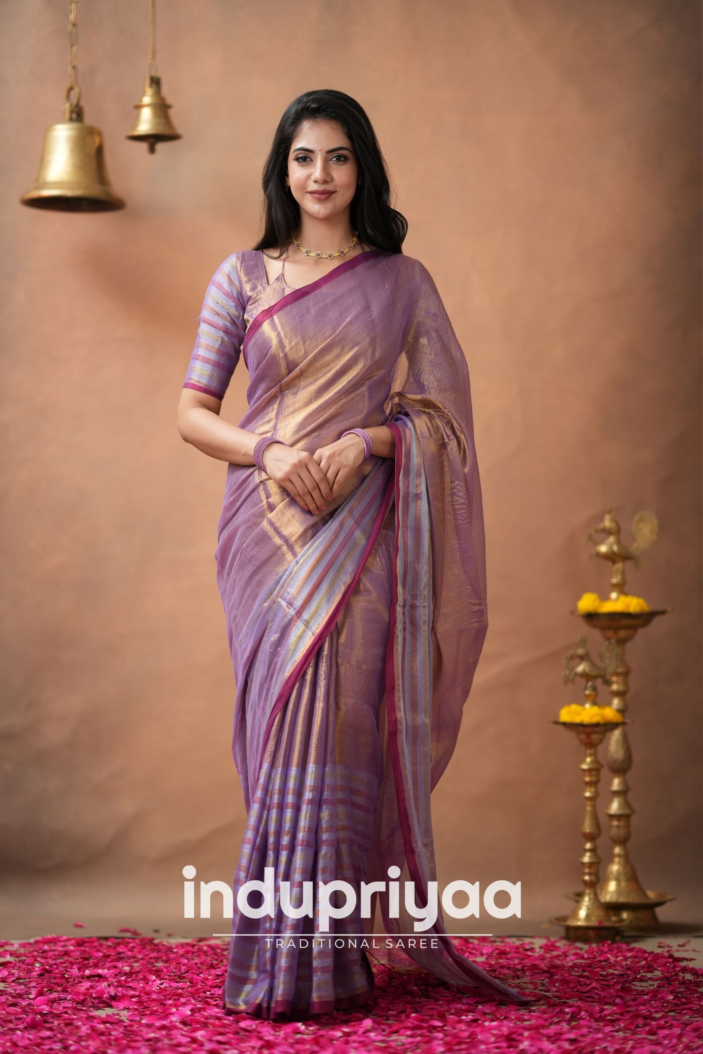 Lavender  Handloom Tissue Cotton Saree