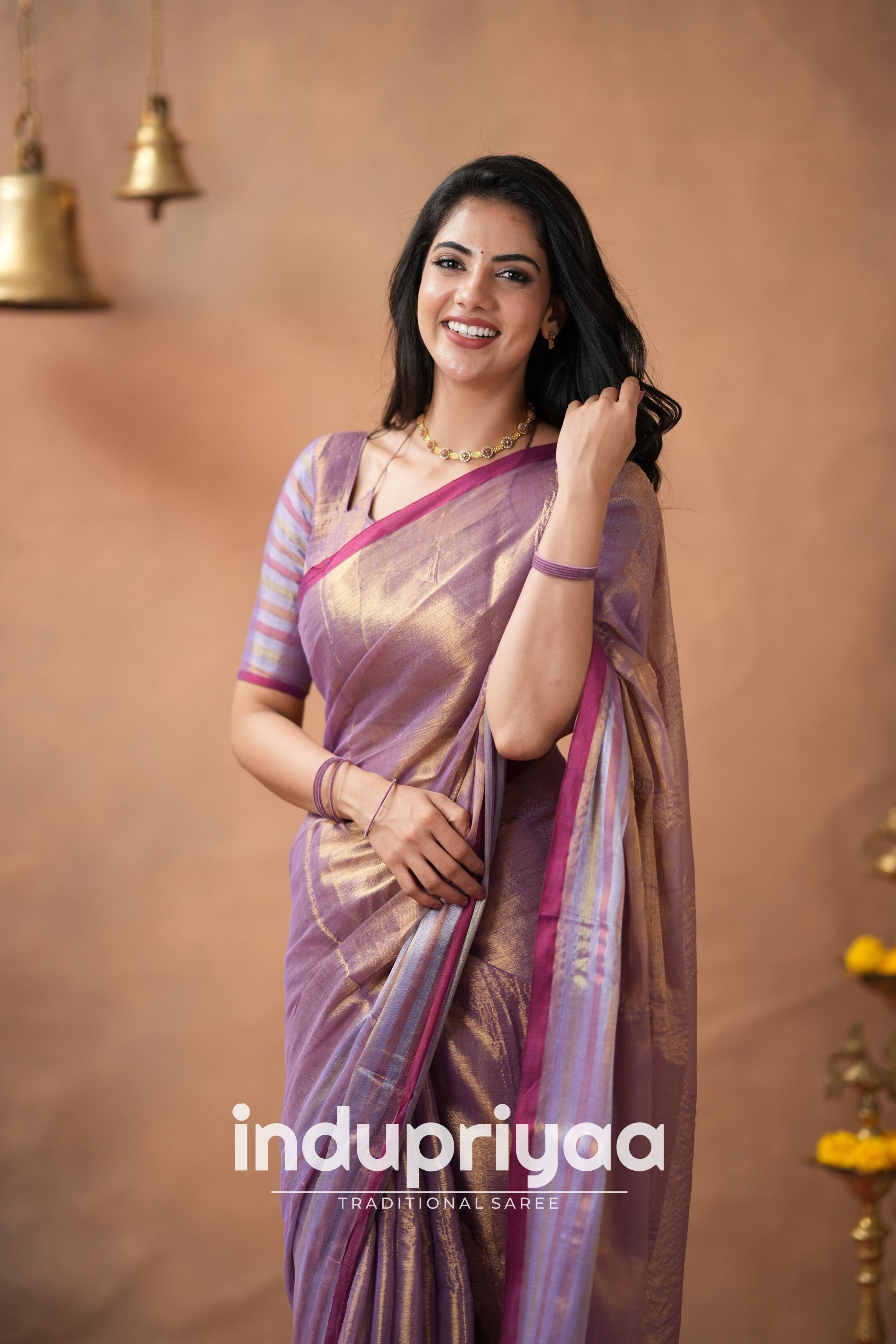 Lavender  Handloom Tissue Cotton Saree