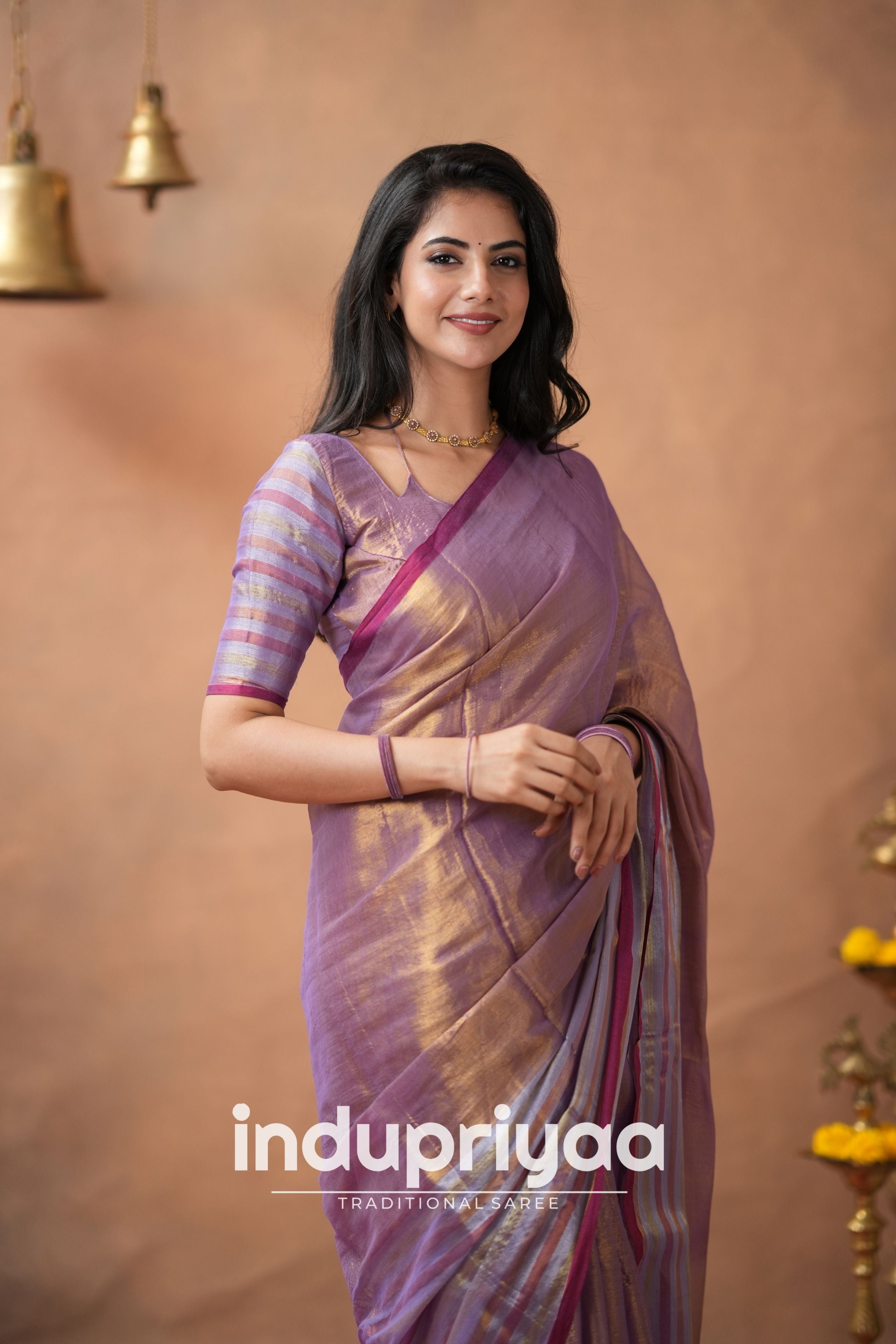 Lavender  Handloom Tissue Cotton Saree