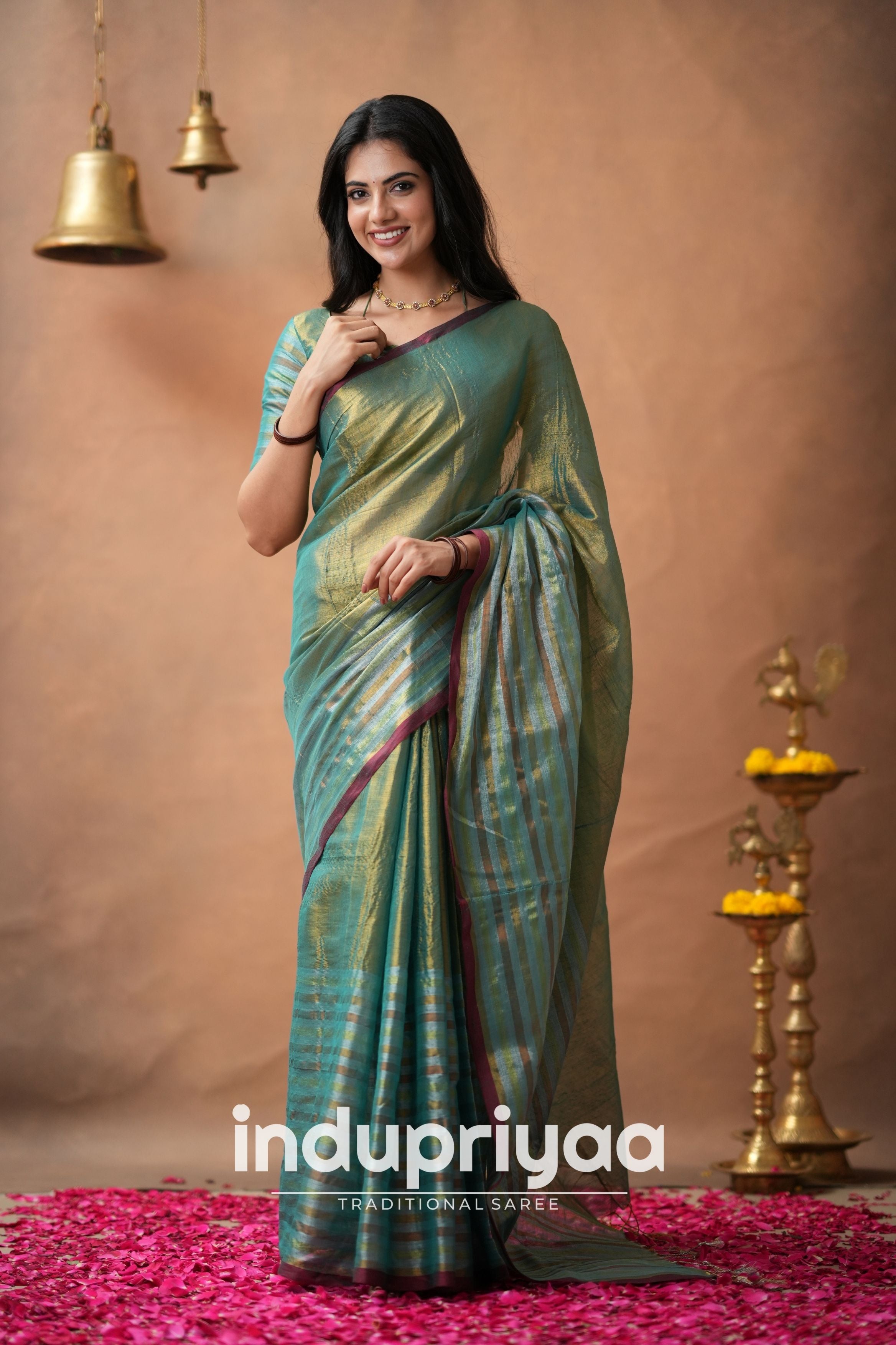 Rama Green Handloom Tissue Cotton Saree