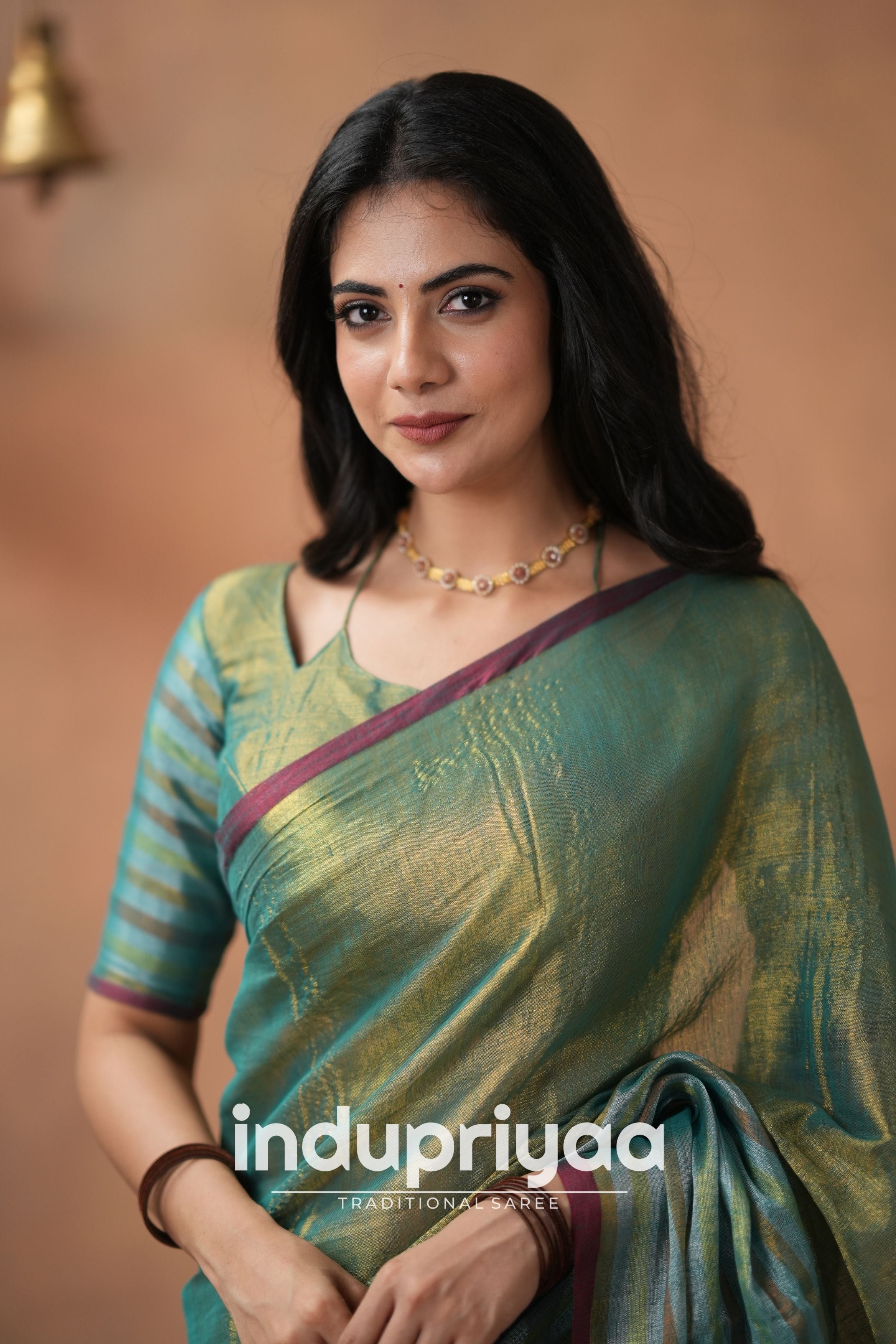 Rama Green Handloom Tissue Cotton Saree