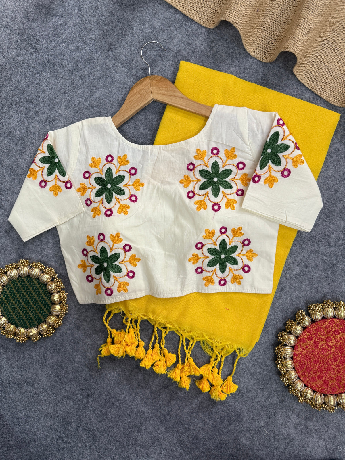 Pure Cotton Khadi Handloom Saree with Blouse – Gorgeous Yellow